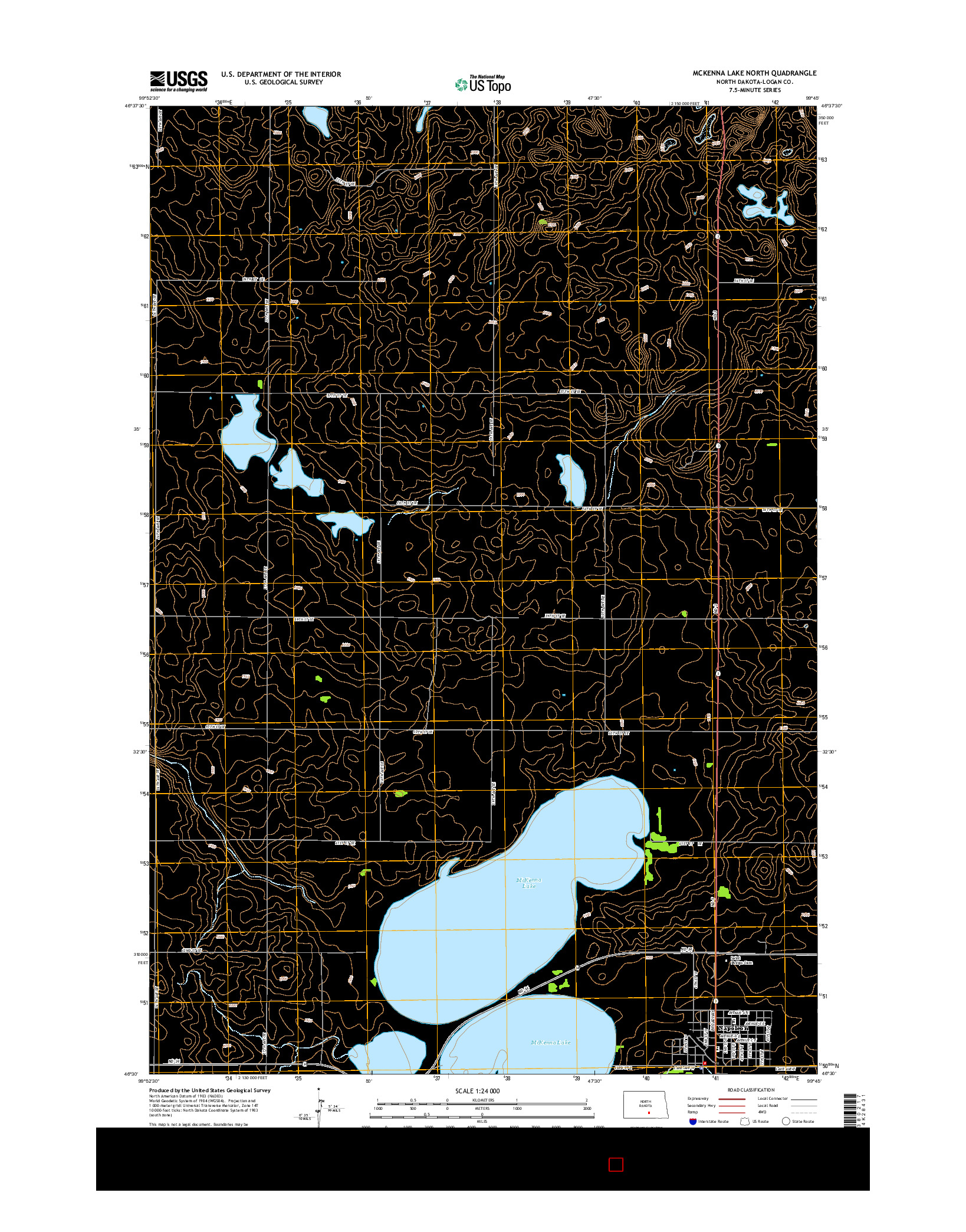 USGS US TOPO 7.5-MINUTE MAP FOR MCKENNA LAKE NORTH, ND 2014