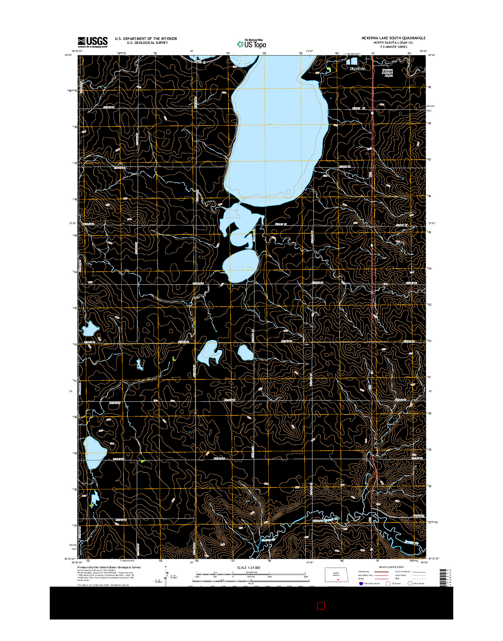 USGS US TOPO 7.5-MINUTE MAP FOR MCKENNA LAKE SOUTH, ND 2014