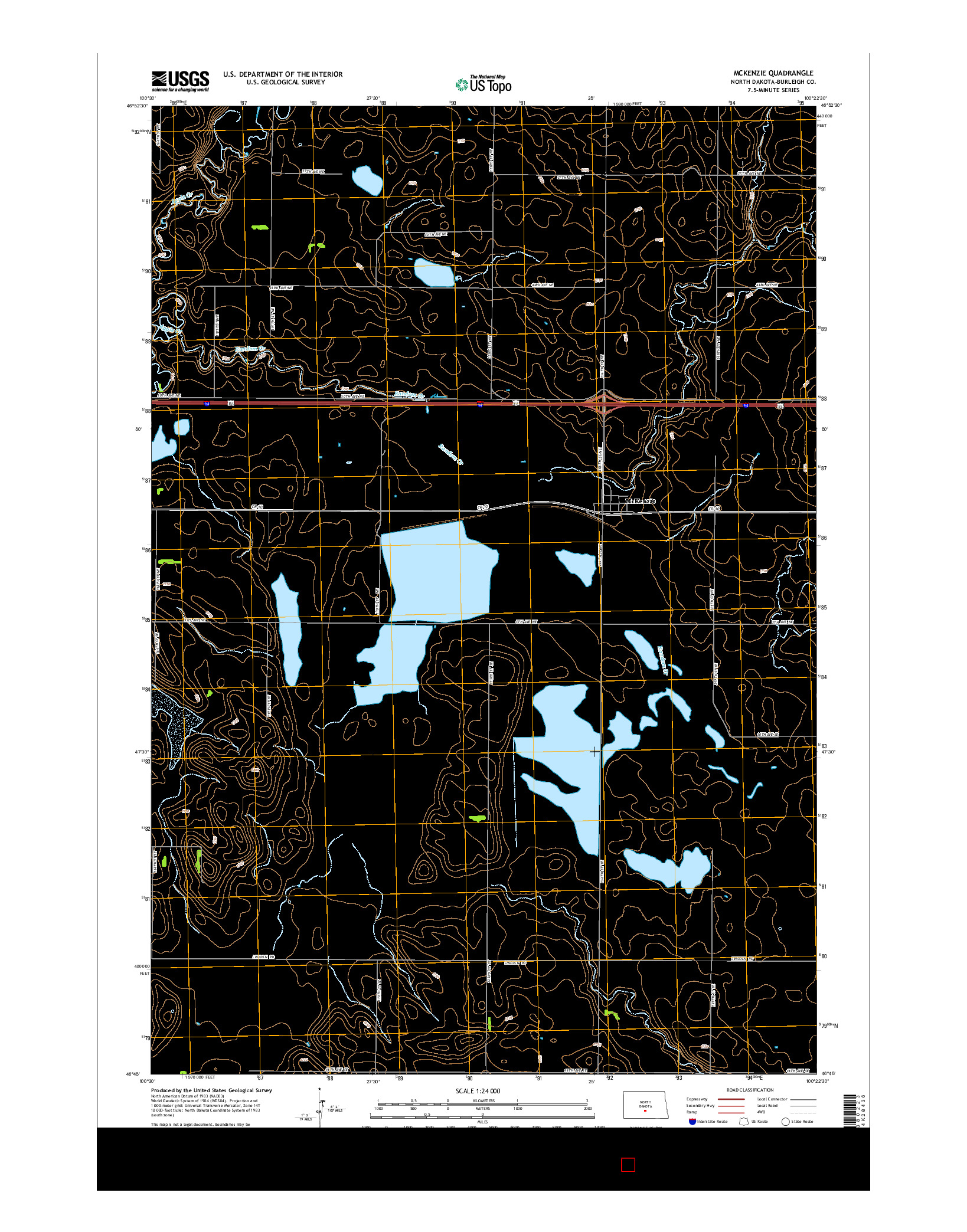 USGS US TOPO 7.5-MINUTE MAP FOR MCKENZIE, ND 2014