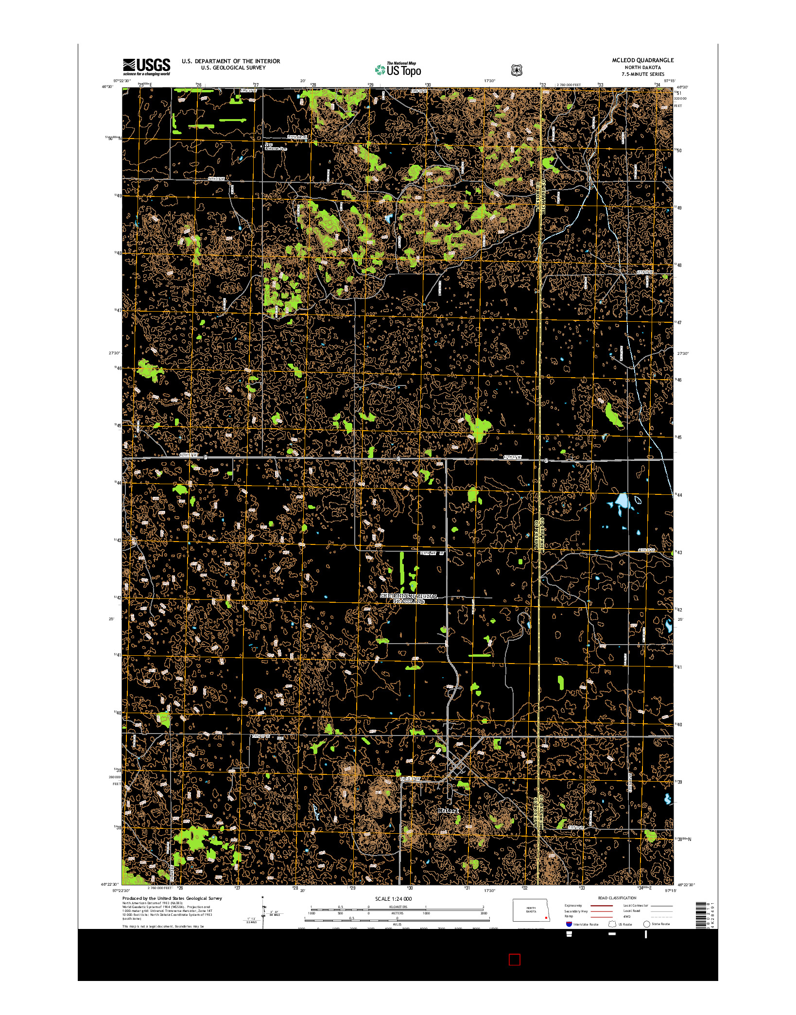 USGS US TOPO 7.5-MINUTE MAP FOR MCLEOD, ND 2014
