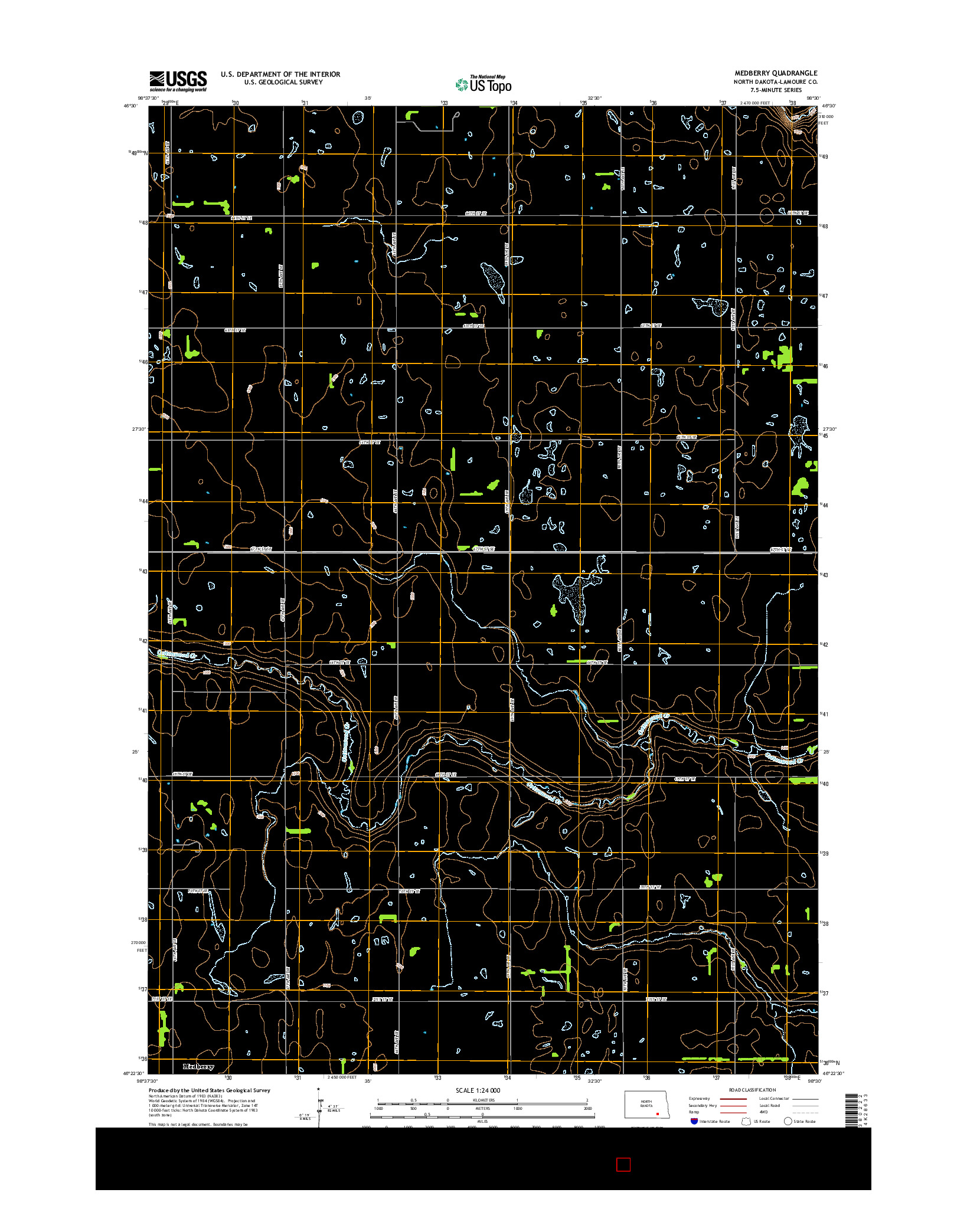 USGS US TOPO 7.5-MINUTE MAP FOR MEDBERRY, ND 2014