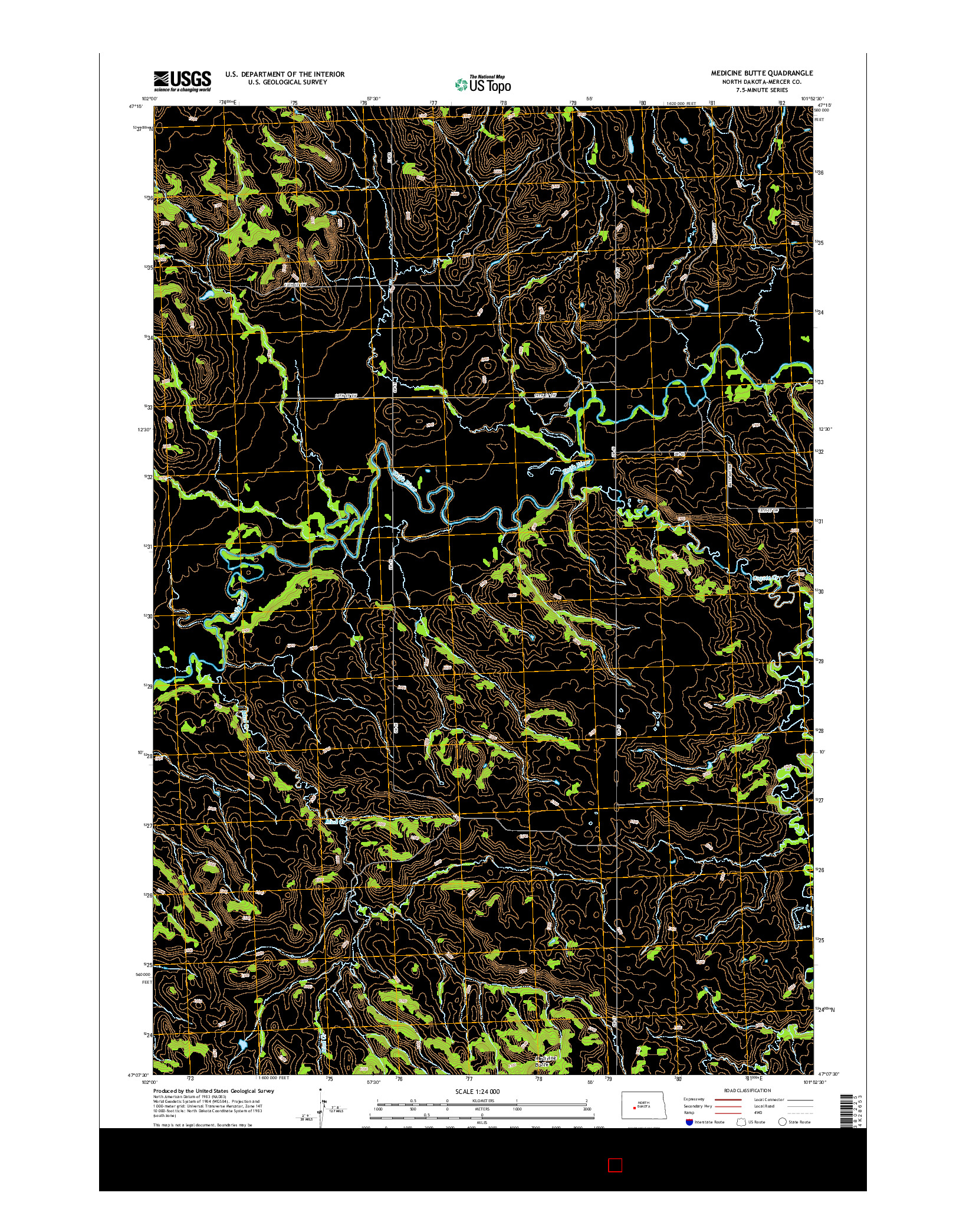 USGS US TOPO 7.5-MINUTE MAP FOR MEDICINE BUTTE, ND 2014