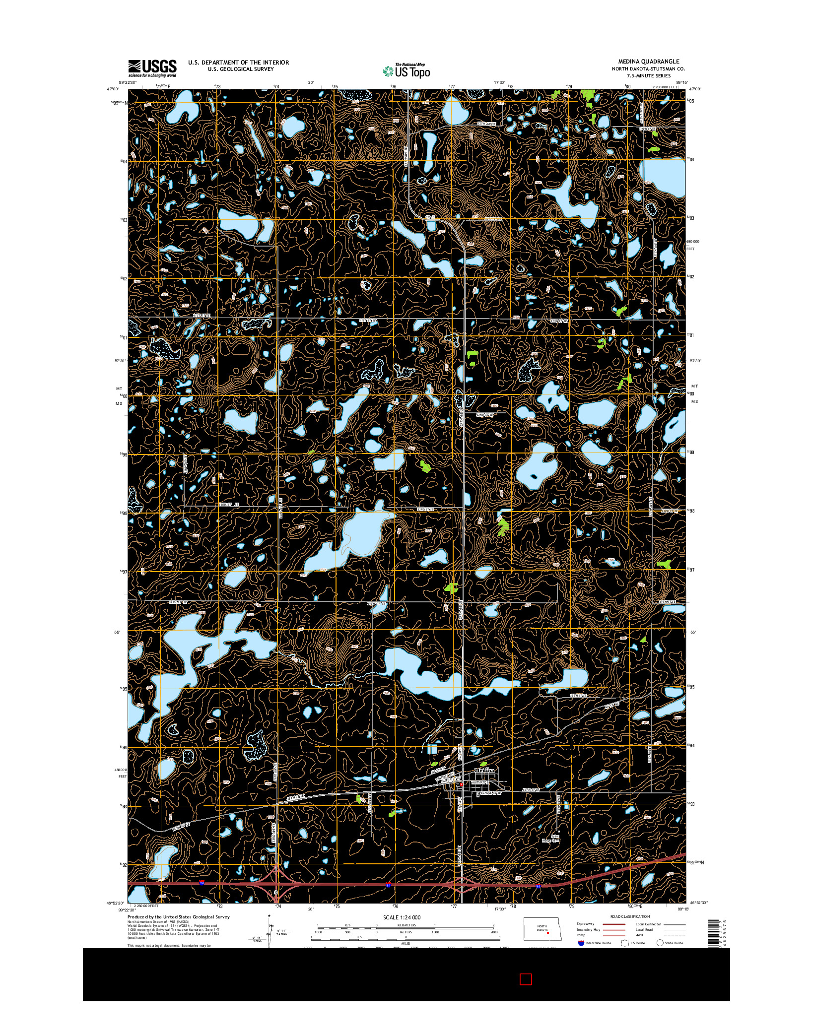 USGS US TOPO 7.5-MINUTE MAP FOR MEDINA, ND 2014