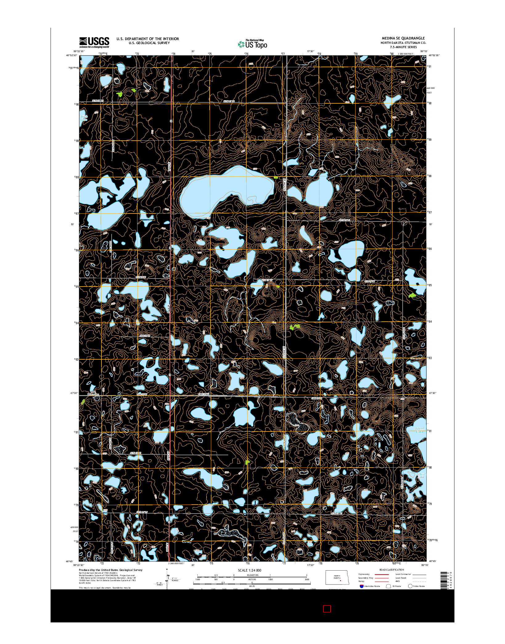 USGS US TOPO 7.5-MINUTE MAP FOR MEDINA SE, ND 2014