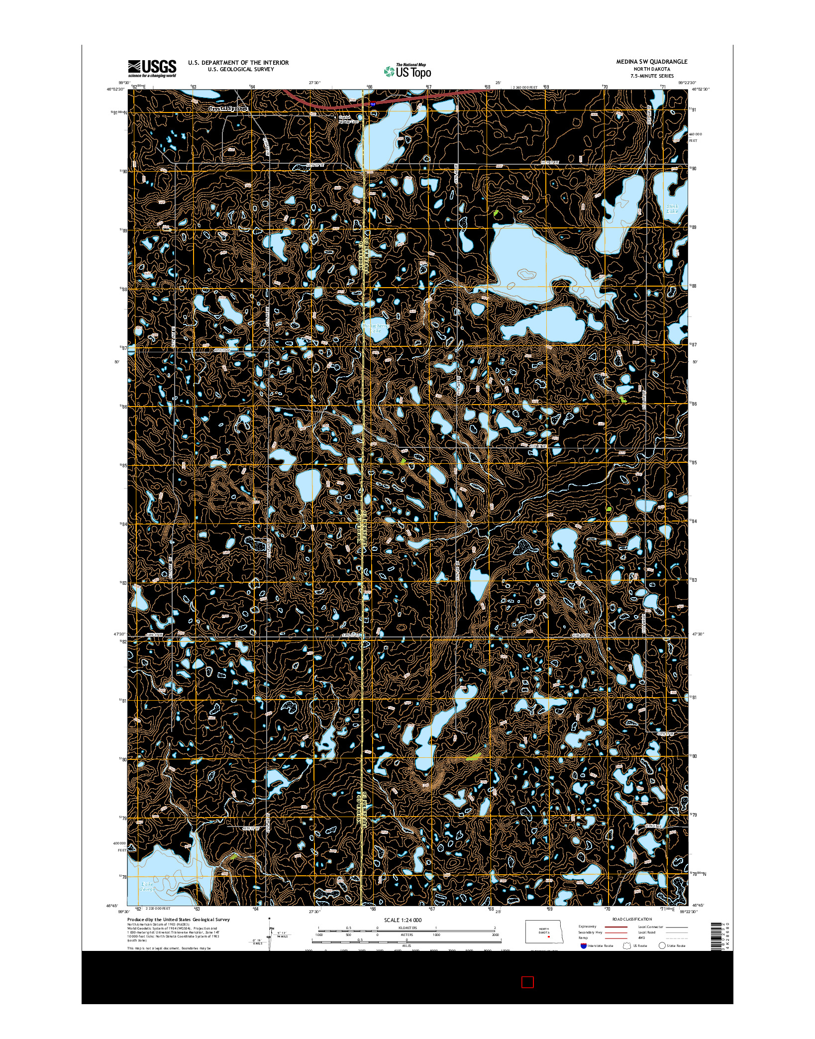 USGS US TOPO 7.5-MINUTE MAP FOR MEDINA SW, ND 2014