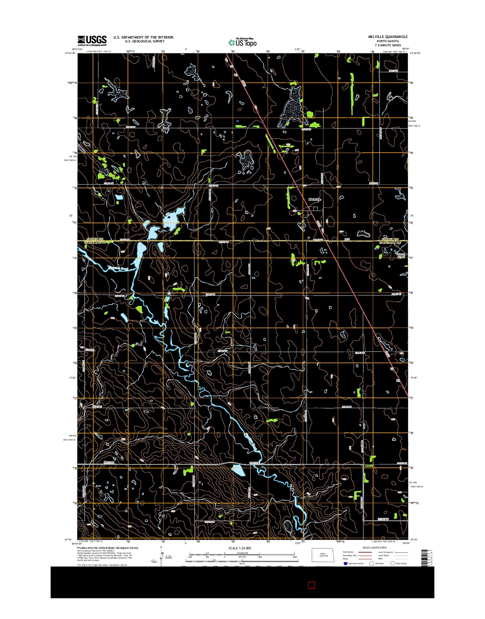 USGS US TOPO 7.5-MINUTE MAP FOR MELVILLE, ND 2014