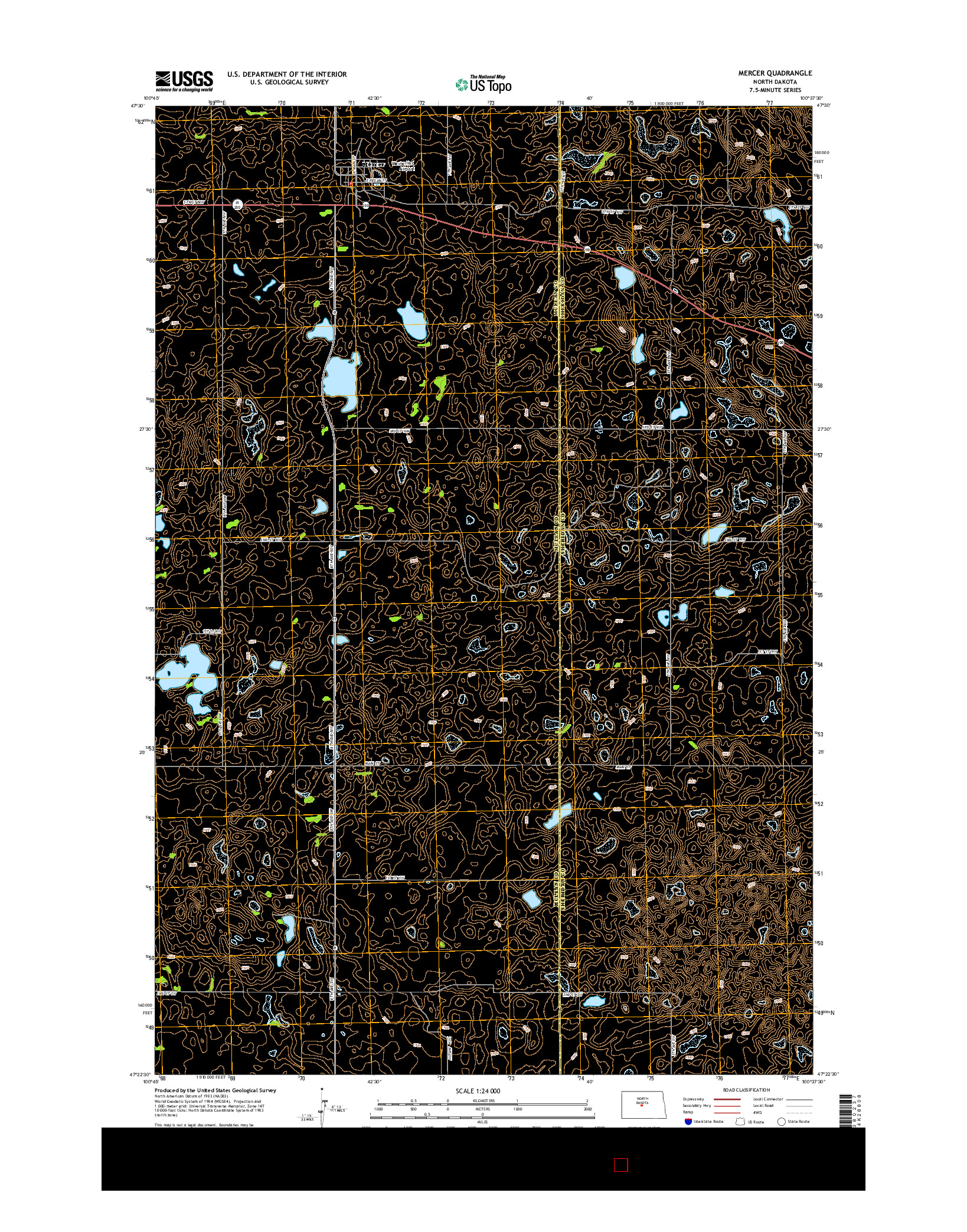 USGS US TOPO 7.5-MINUTE MAP FOR MERCER, ND 2014