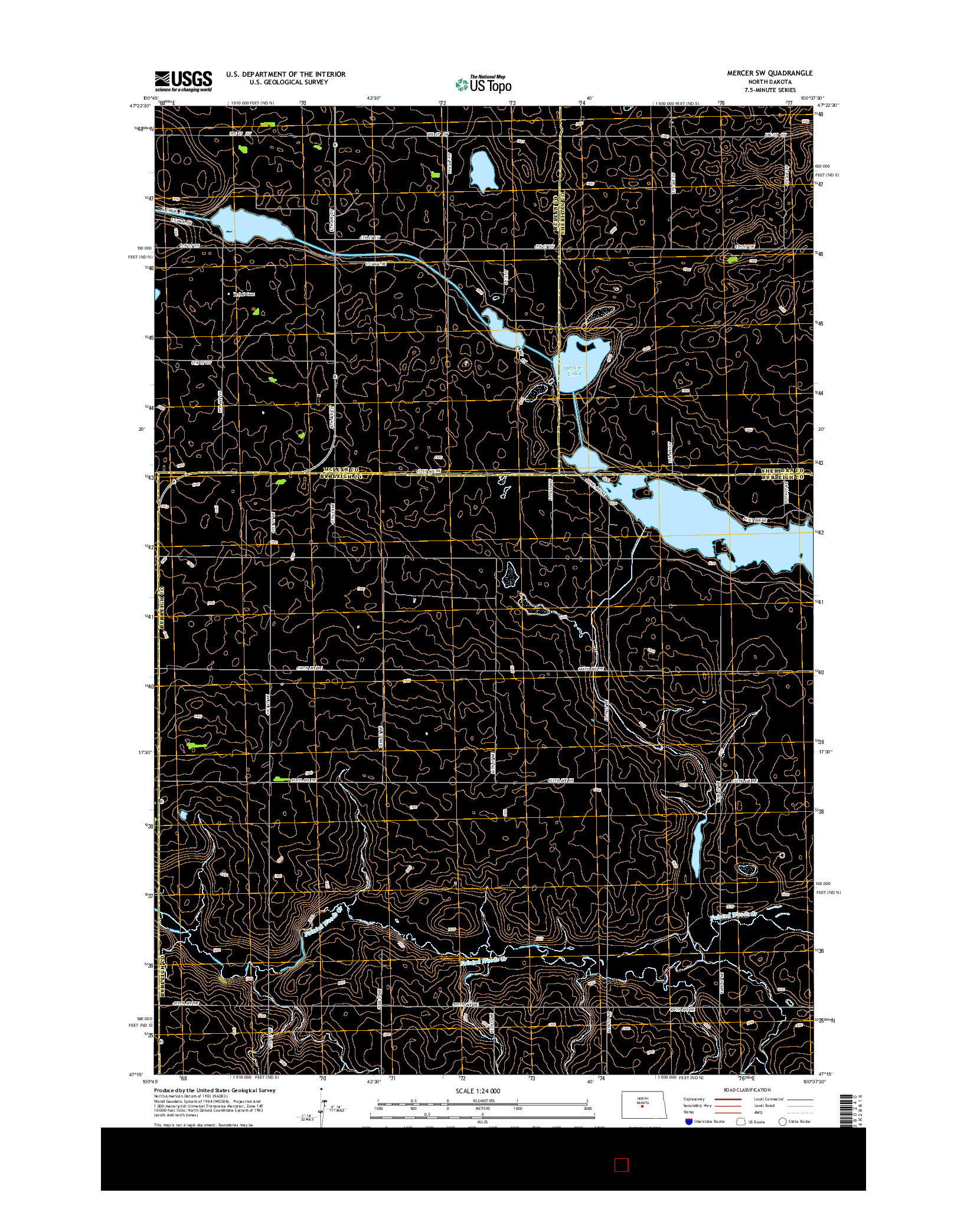 USGS US TOPO 7.5-MINUTE MAP FOR MERCER SW, ND 2014