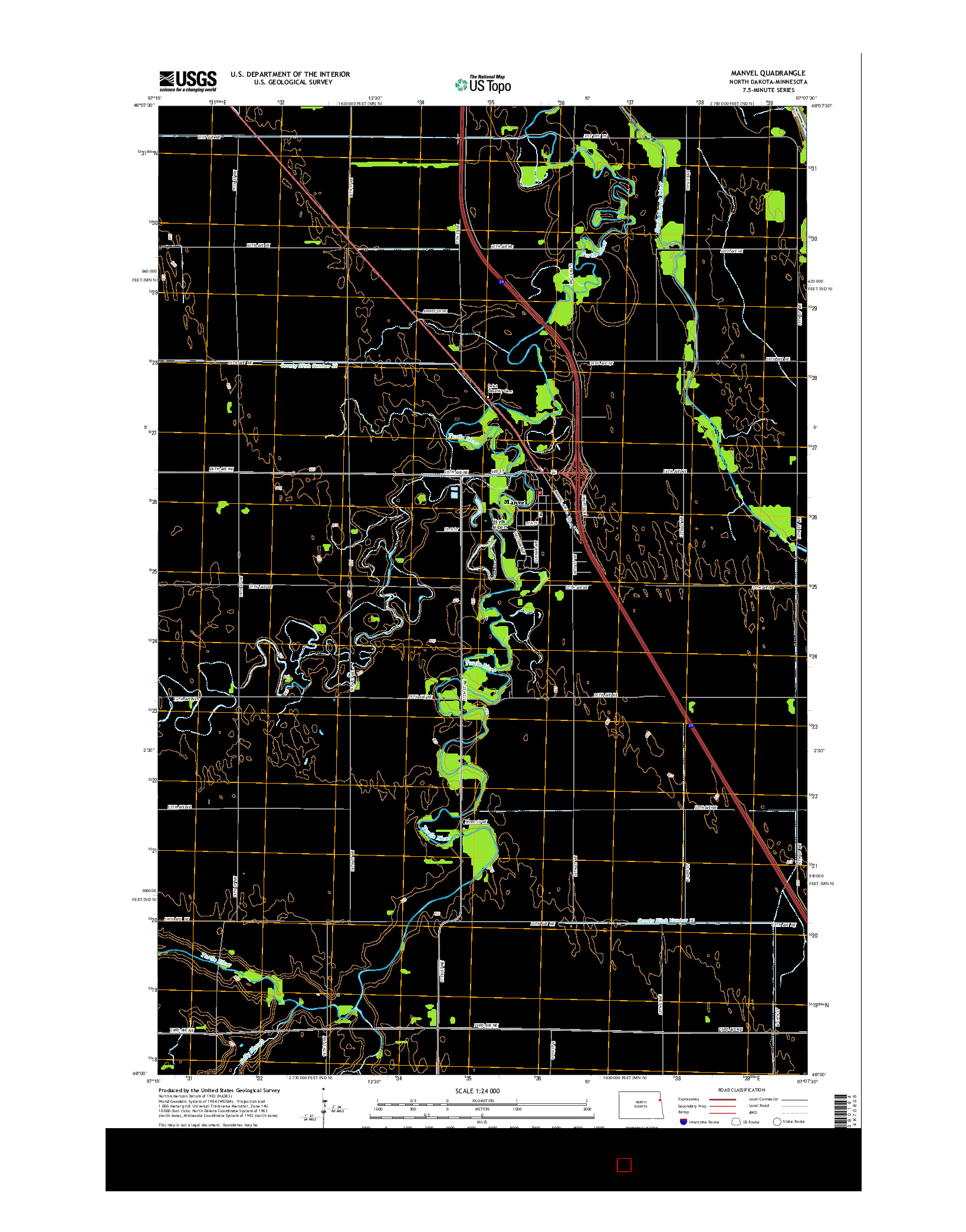 USGS US TOPO 7.5-MINUTE MAP FOR MANVEL, ND-MN 2014