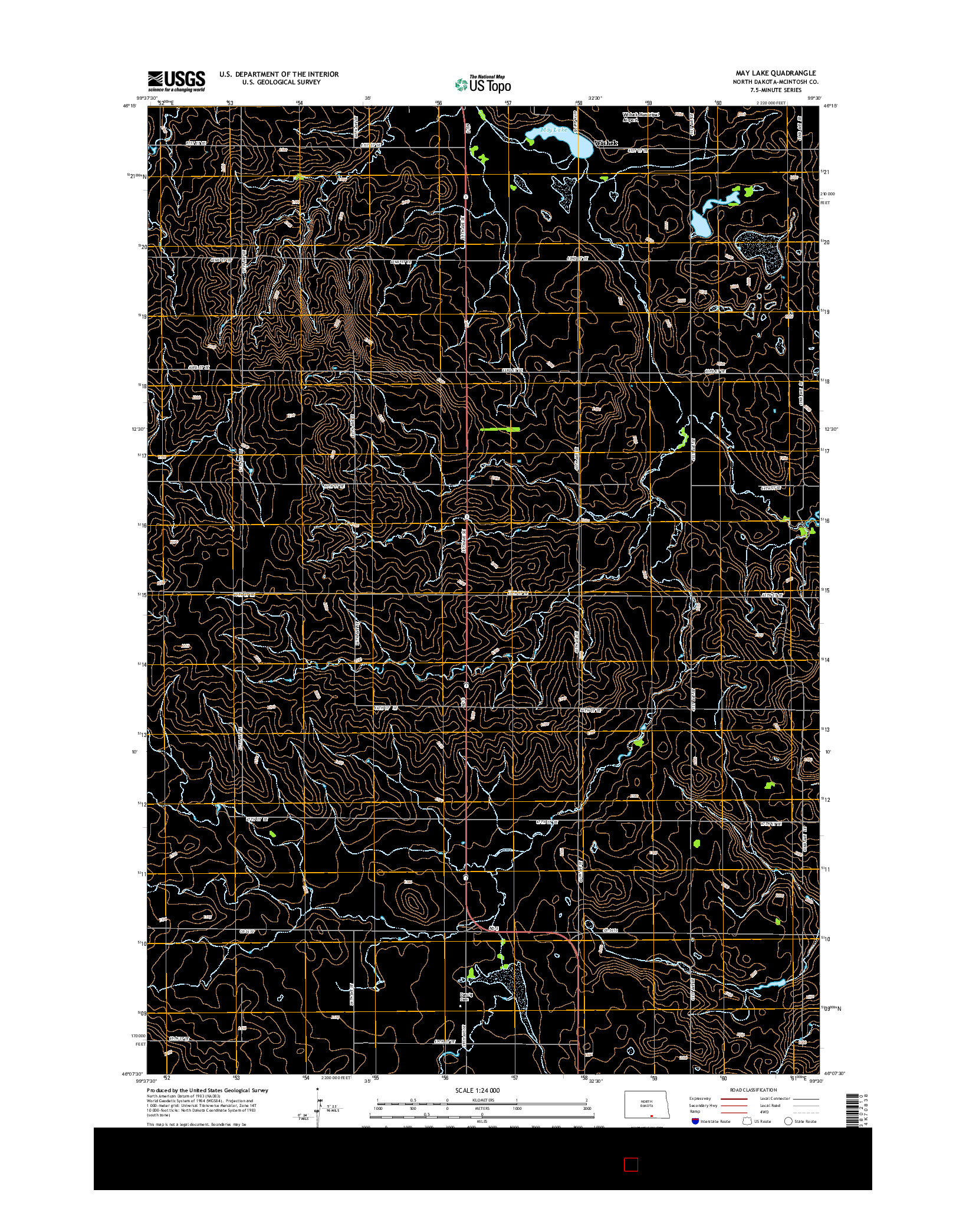 USGS US TOPO 7.5-MINUTE MAP FOR MAY LAKE, ND 2014