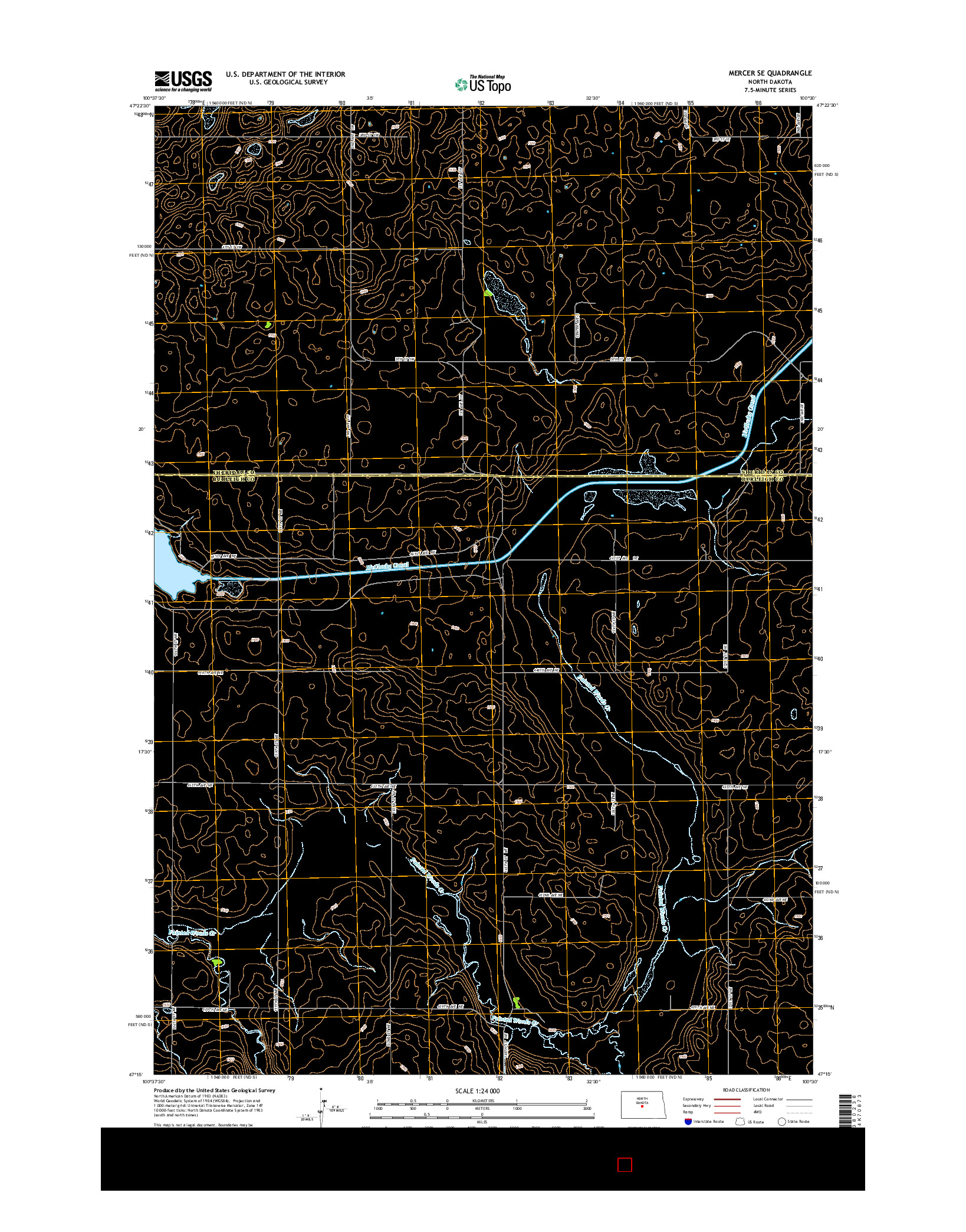 USGS US TOPO 7.5-MINUTE MAP FOR MERCER SE, ND 2014