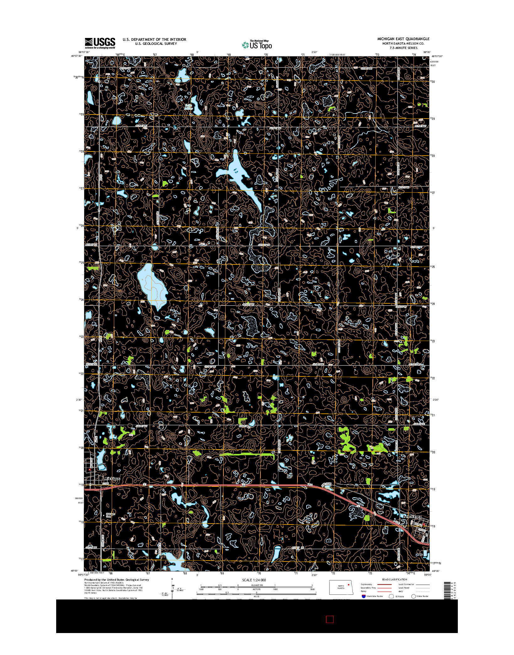 USGS US TOPO 7.5-MINUTE MAP FOR MICHIGAN EAST, ND 2014