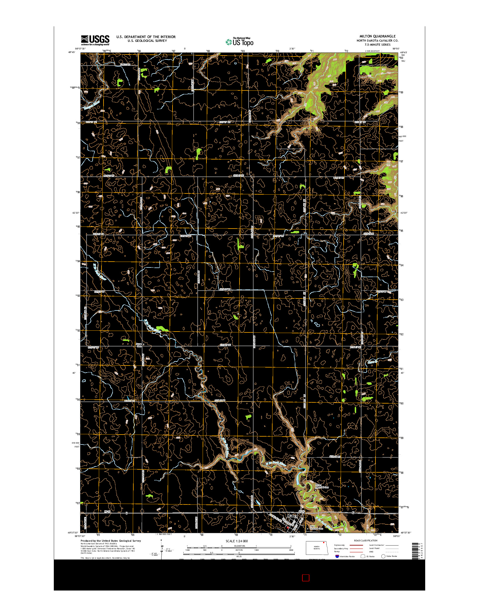 USGS US TOPO 7.5-MINUTE MAP FOR MILTON, ND 2014