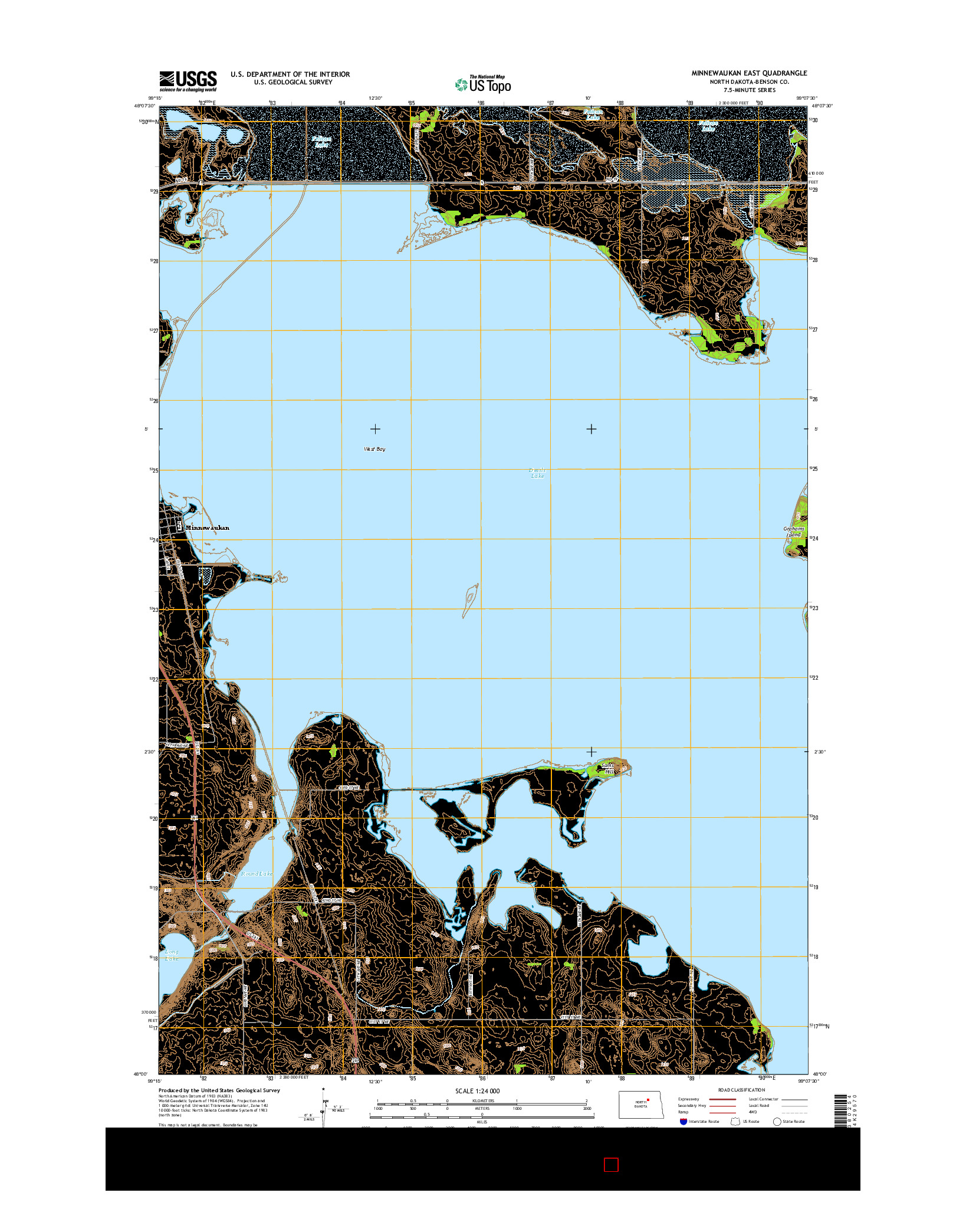 USGS US TOPO 7.5-MINUTE MAP FOR MINNEWAUKAN EAST, ND 2014