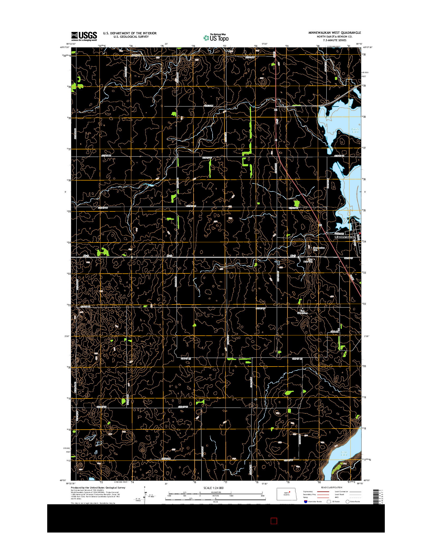 USGS US TOPO 7.5-MINUTE MAP FOR MINNEWAUKAN WEST, ND 2014