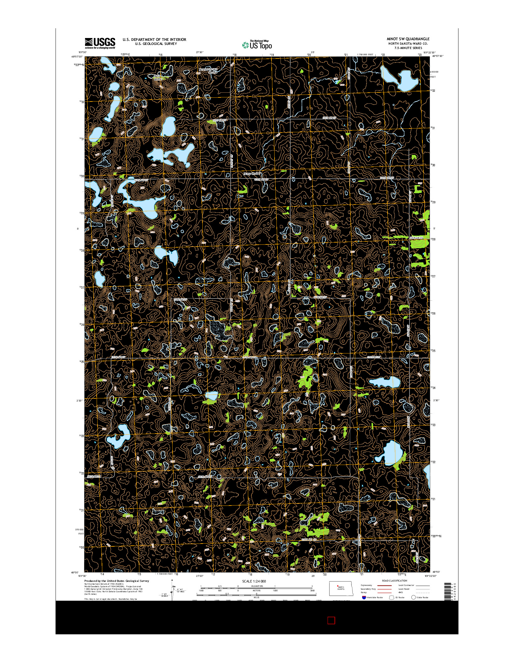 USGS US TOPO 7.5-MINUTE MAP FOR MINOT SW, ND 2014