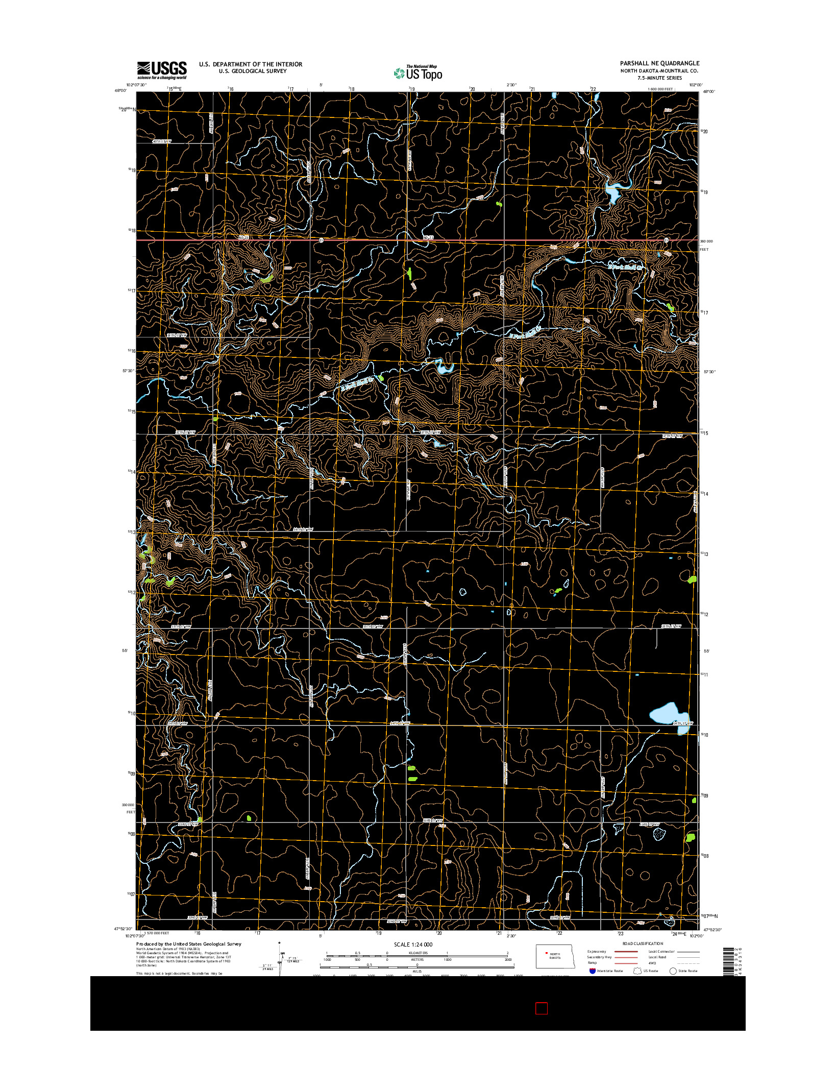 USGS US TOPO 7.5-MINUTE MAP FOR PARSHALL NE, ND 2014