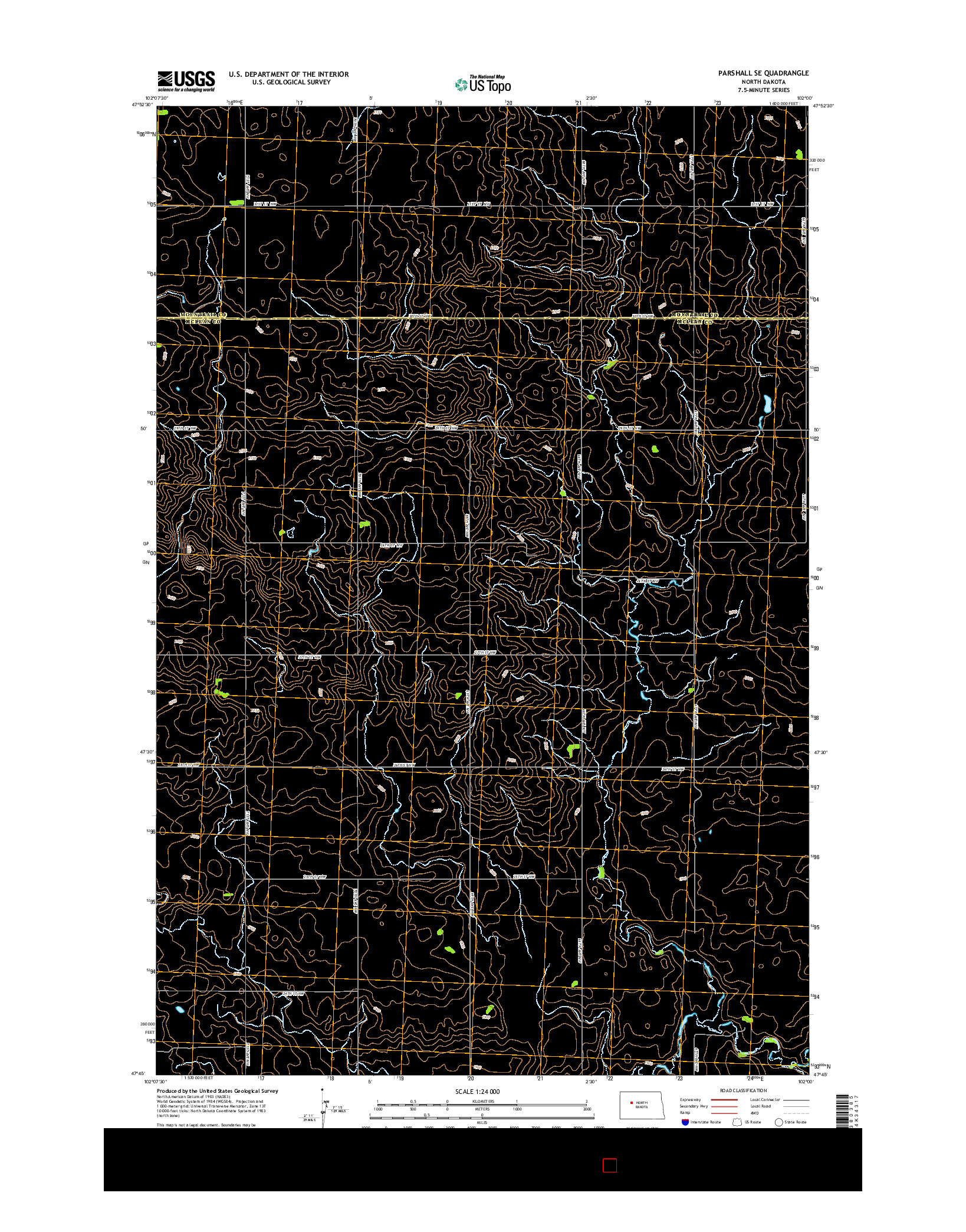 USGS US TOPO 7.5-MINUTE MAP FOR PARSHALL SE, ND 2014