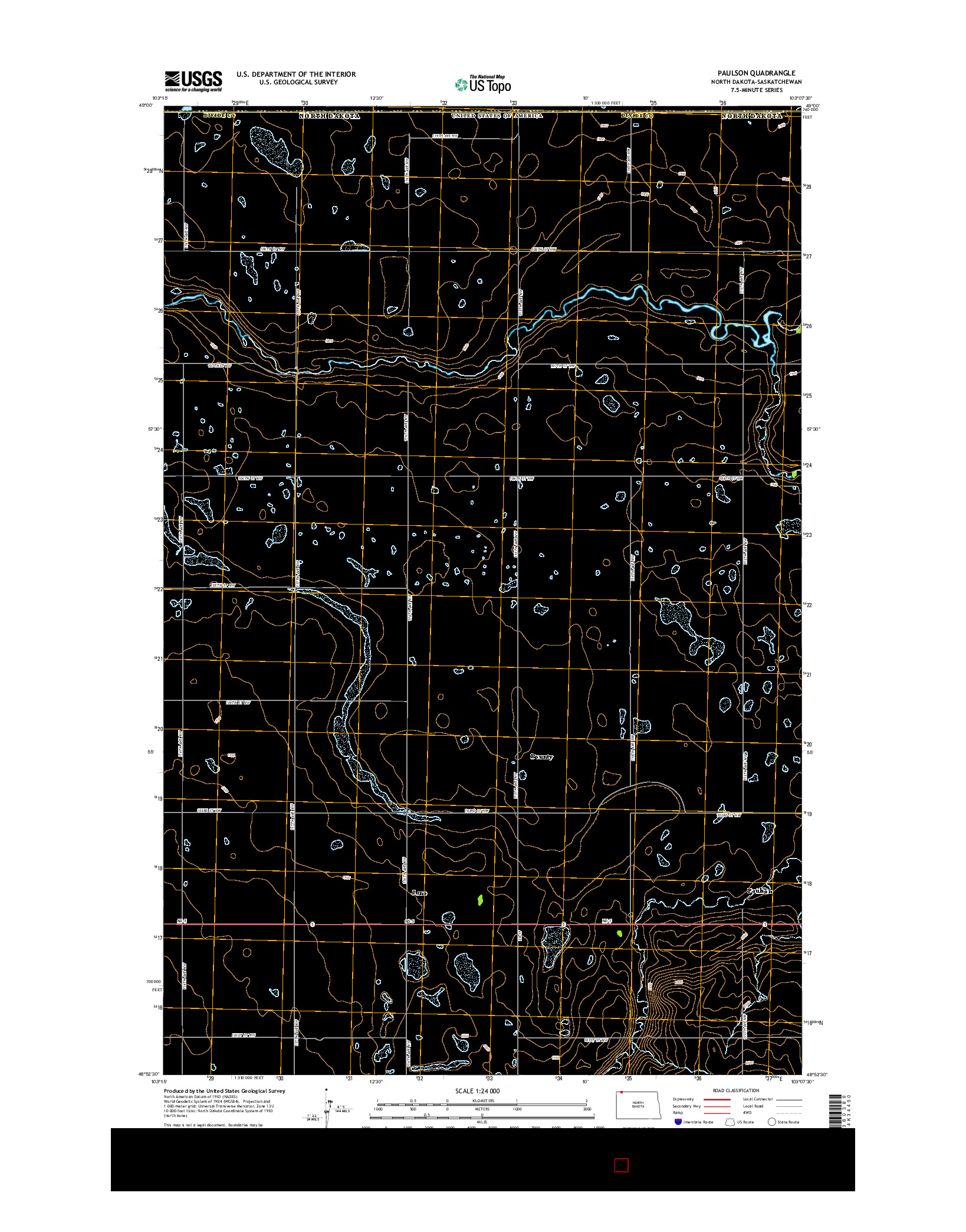 USGS US TOPO 7.5-MINUTE MAP FOR PAULSON, ND-SK 2014