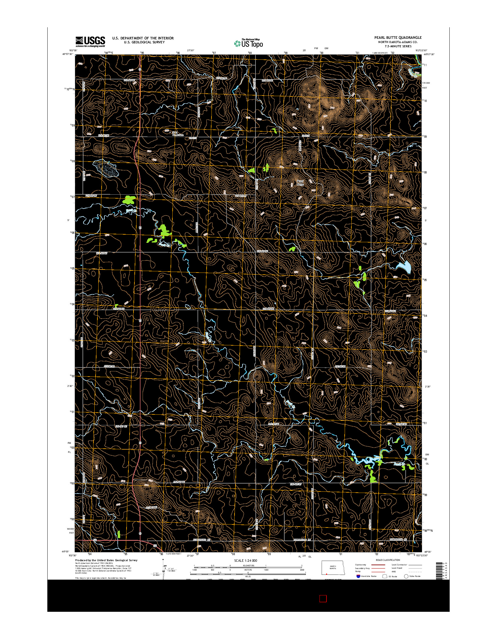 USGS US TOPO 7.5-MINUTE MAP FOR PEARL BUTTE, ND 2014