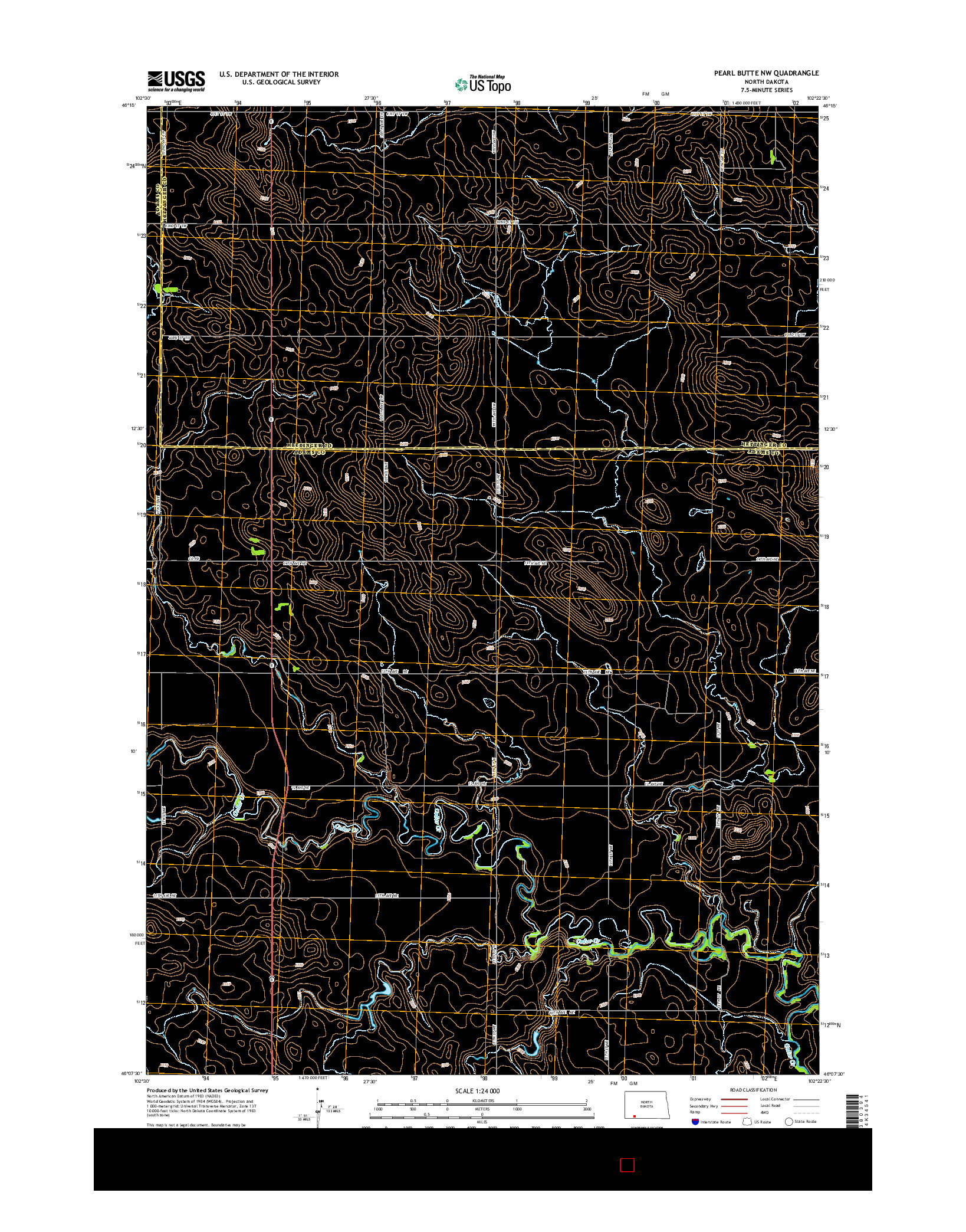 USGS US TOPO 7.5-MINUTE MAP FOR PEARL BUTTE NW, ND 2014