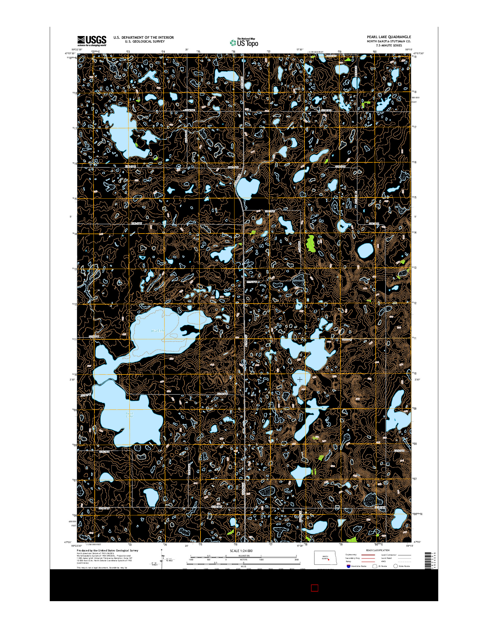 USGS US TOPO 7.5-MINUTE MAP FOR PEARL LAKE, ND 2014