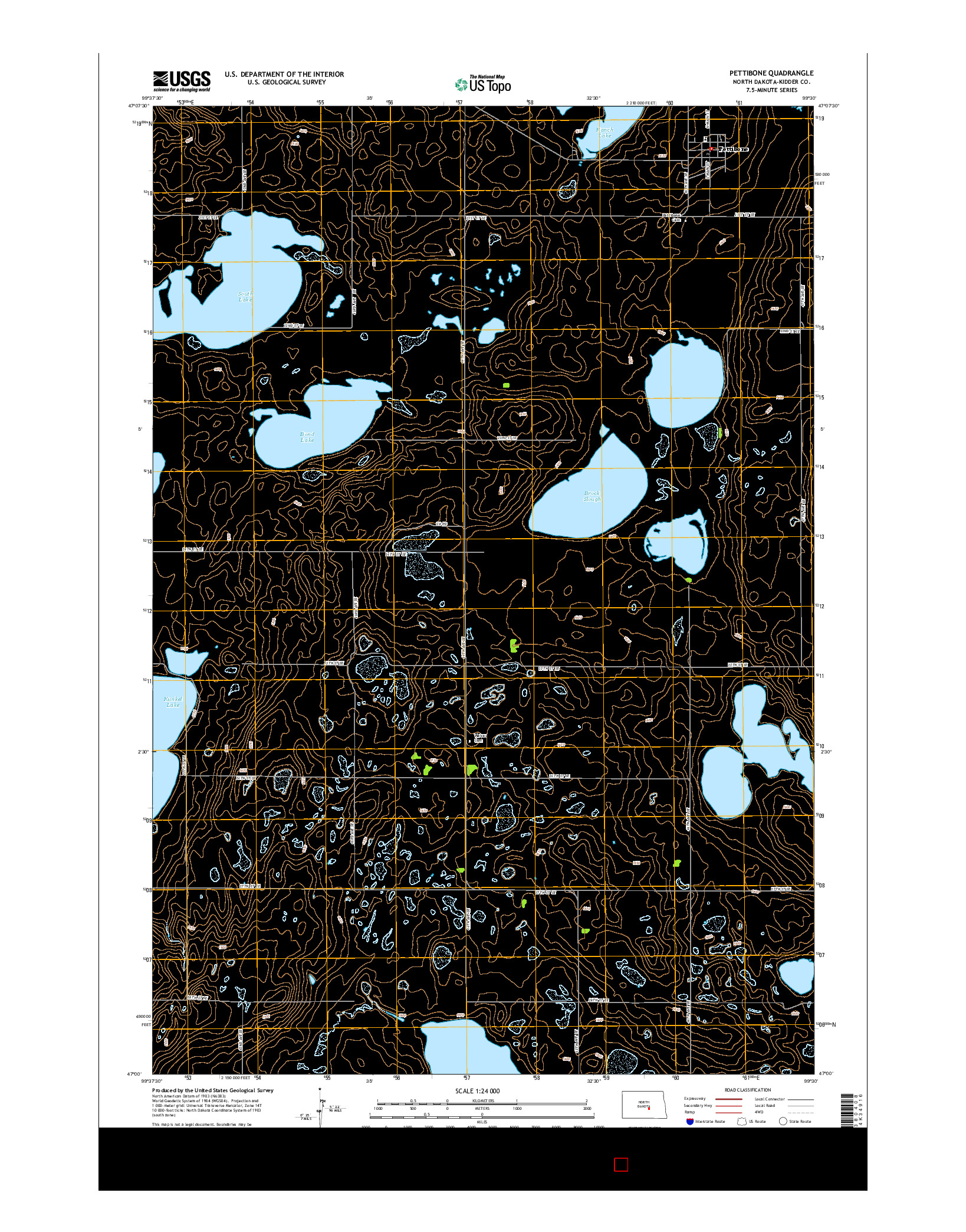 USGS US TOPO 7.5-MINUTE MAP FOR PETTIBONE, ND 2014