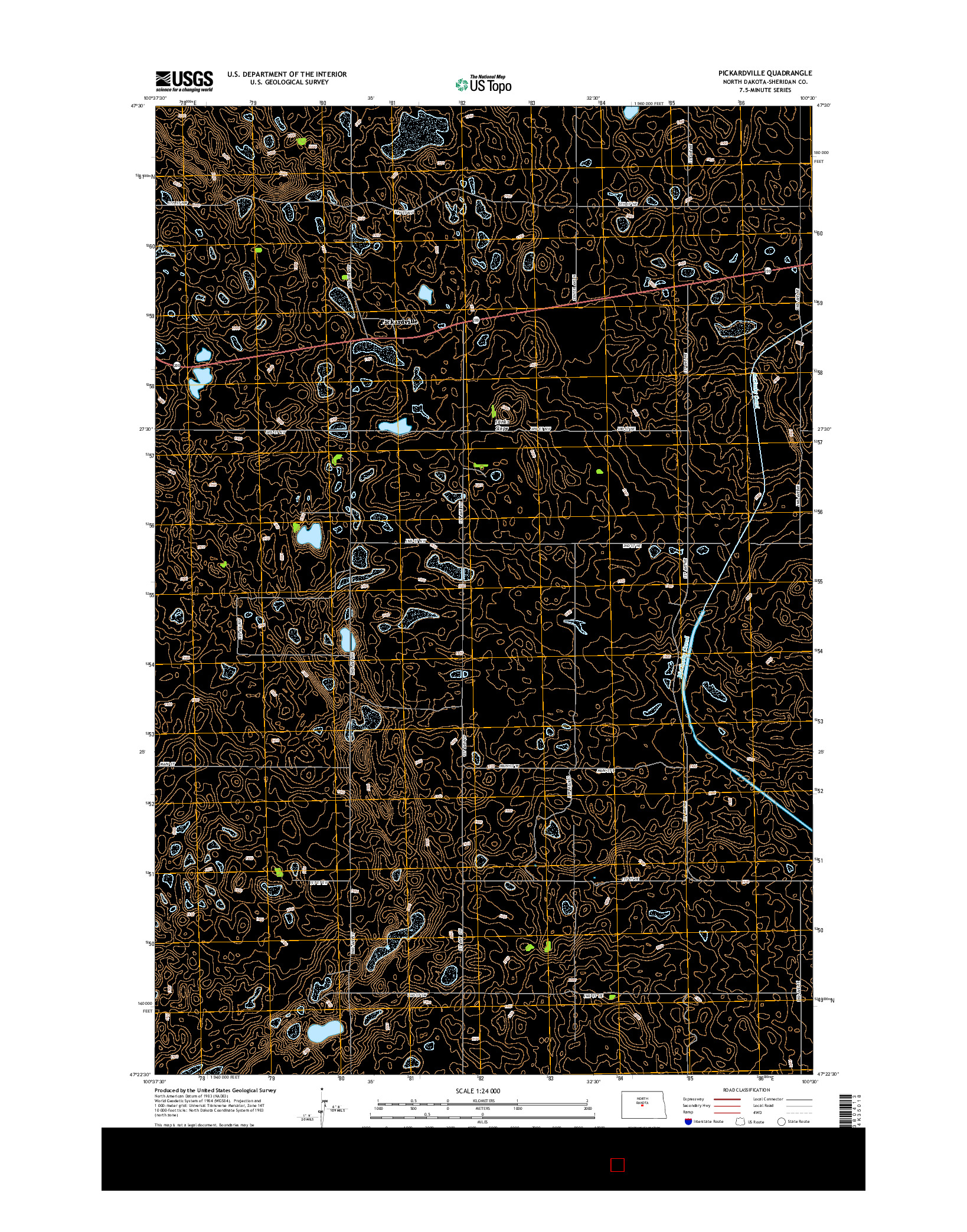 USGS US TOPO 7.5-MINUTE MAP FOR PICKARDVILLE, ND 2014