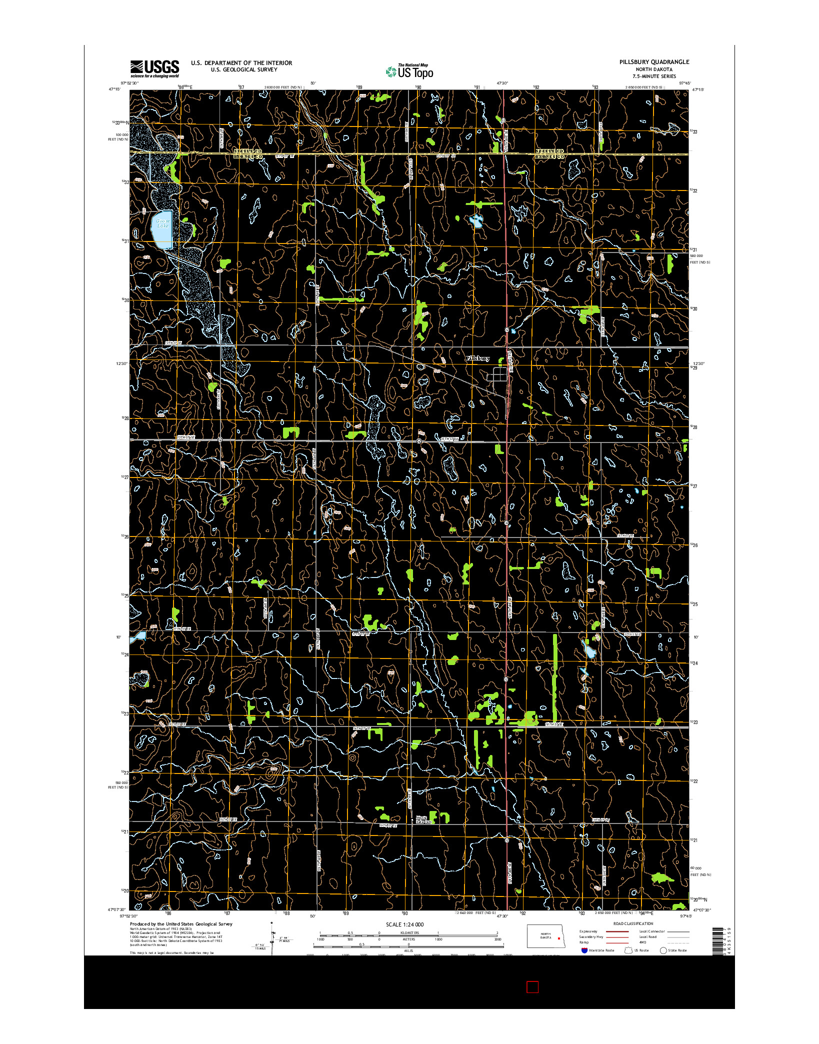 USGS US TOPO 7.5-MINUTE MAP FOR PILLSBURY, ND 2014