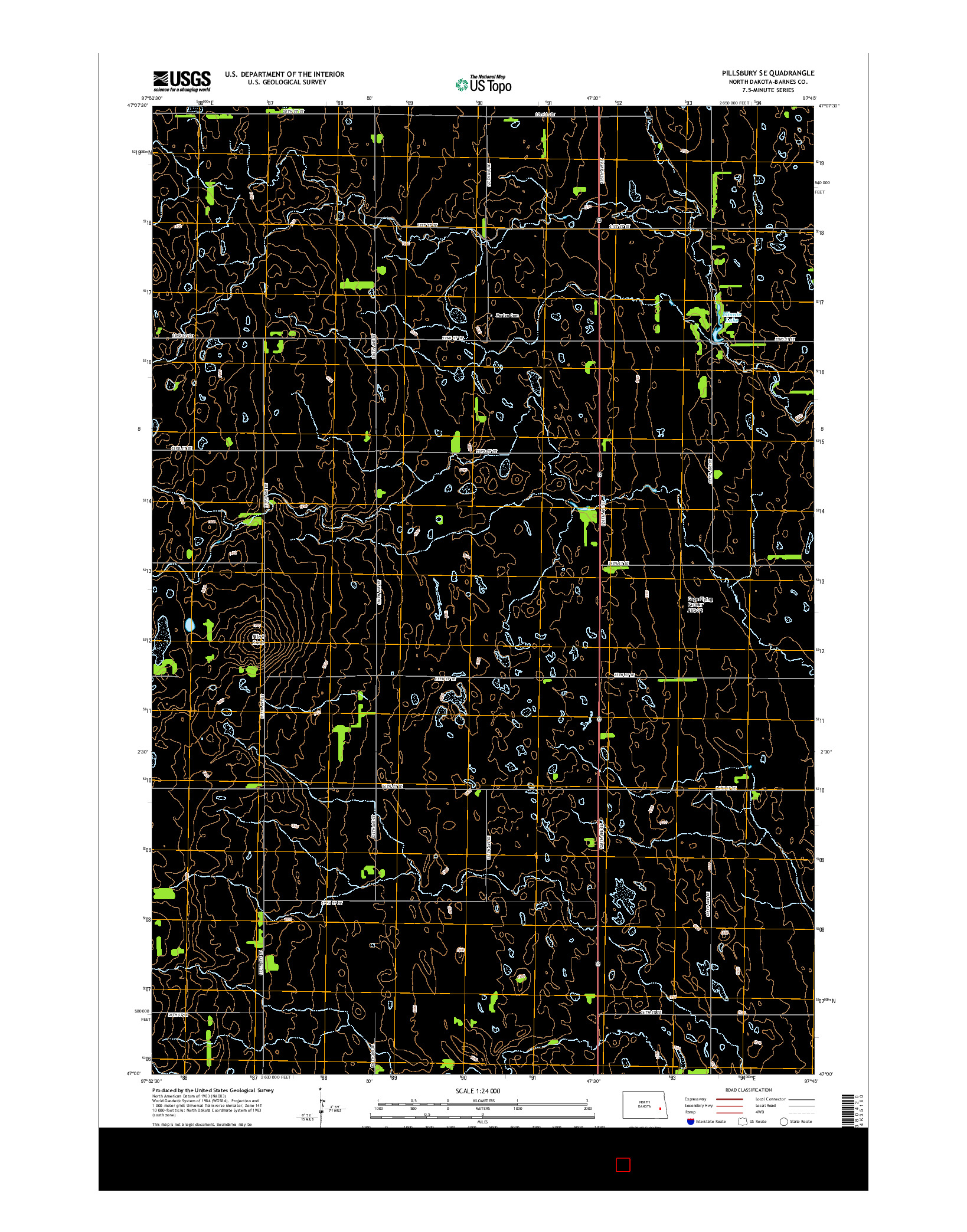 USGS US TOPO 7.5-MINUTE MAP FOR PILLSBURY SE, ND 2014