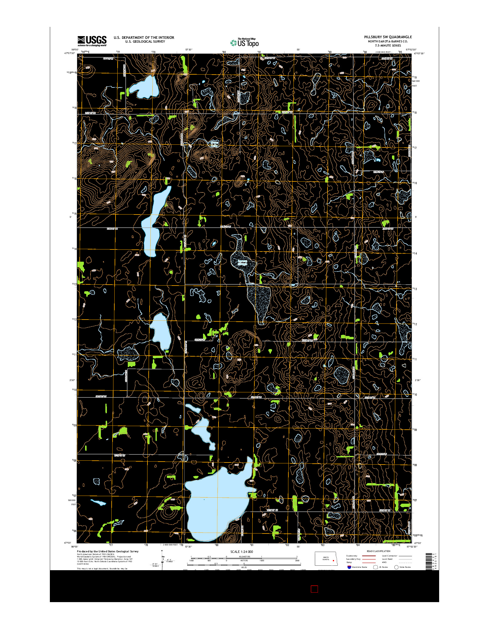 USGS US TOPO 7.5-MINUTE MAP FOR PILLSBURY SW, ND 2014
