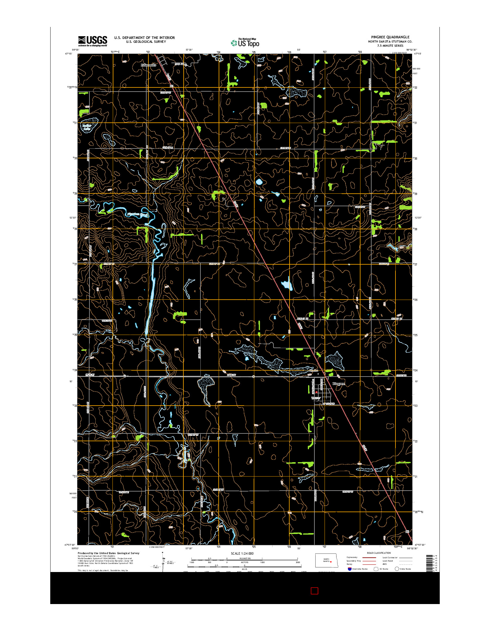 USGS US TOPO 7.5-MINUTE MAP FOR PINGREE, ND 2014