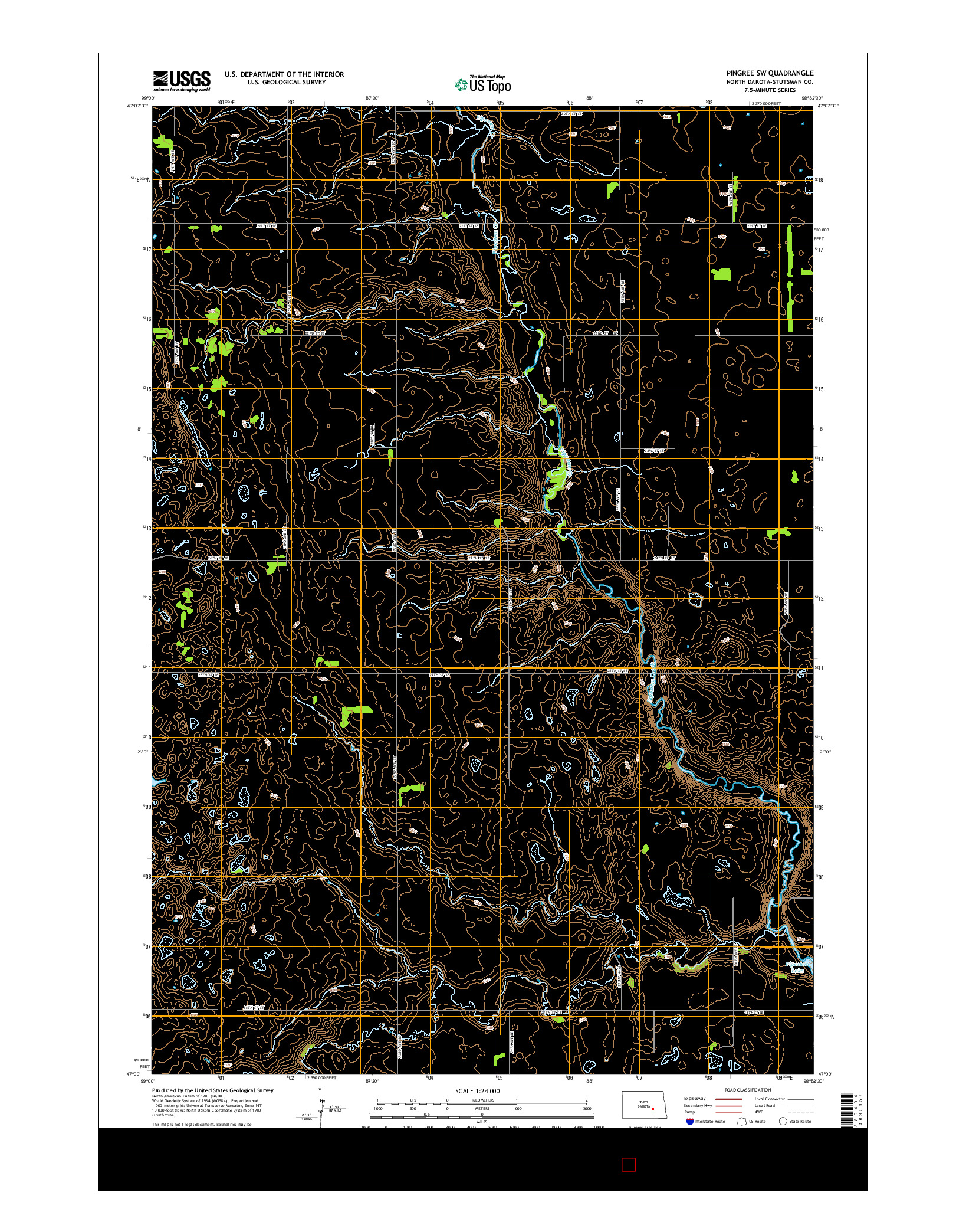 USGS US TOPO 7.5-MINUTE MAP FOR PINGREE SW, ND 2014