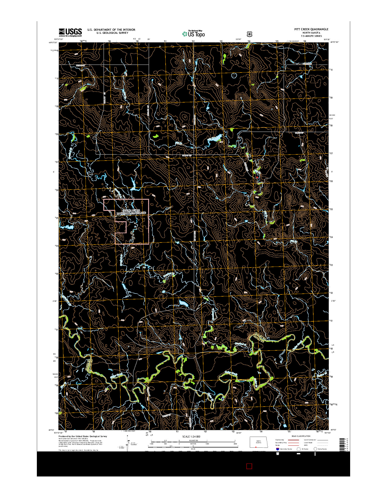 USGS US TOPO 7.5-MINUTE MAP FOR PITT CREEK, ND 2014