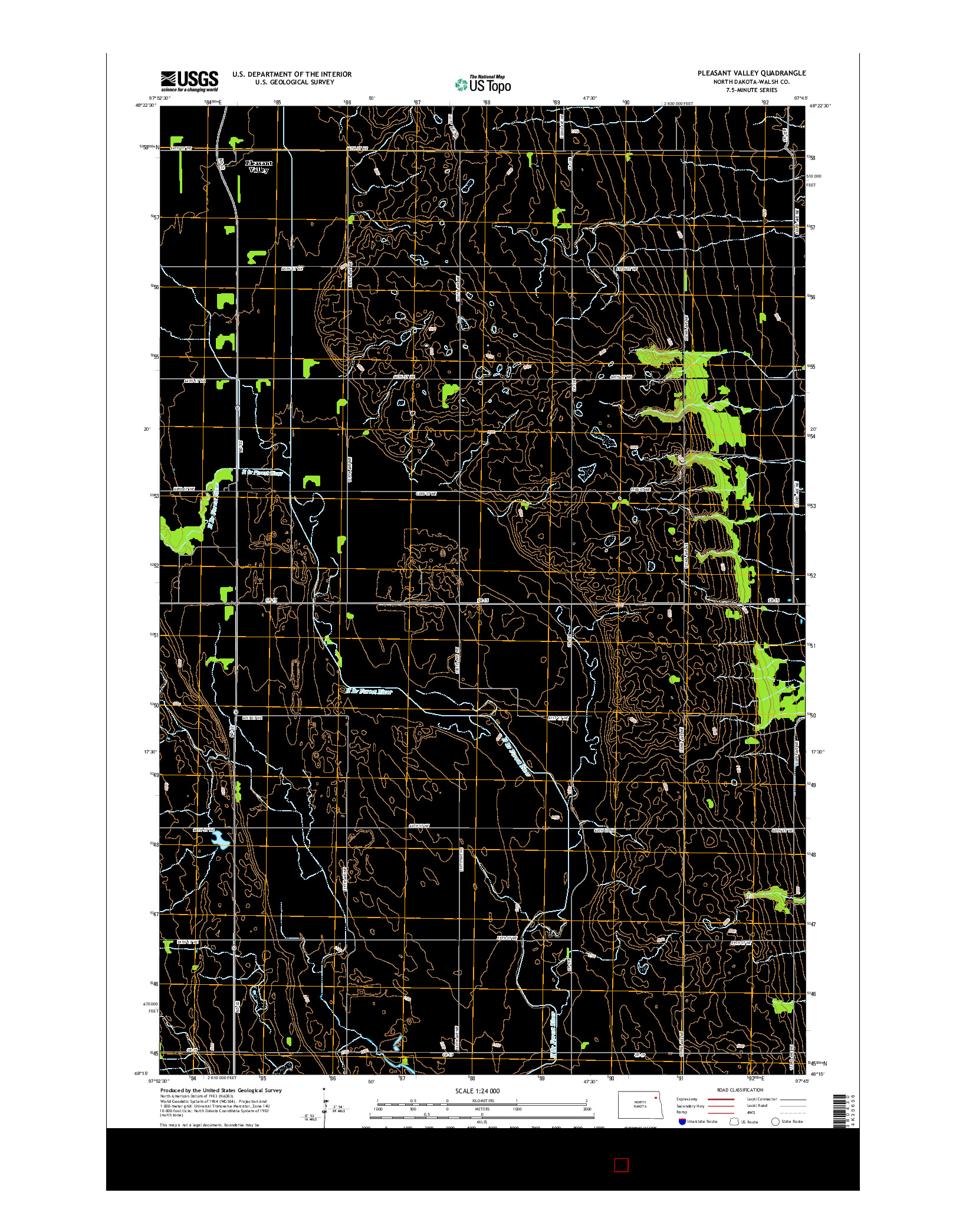 USGS US TOPO 7.5-MINUTE MAP FOR PLEASANT VALLEY, ND 2014