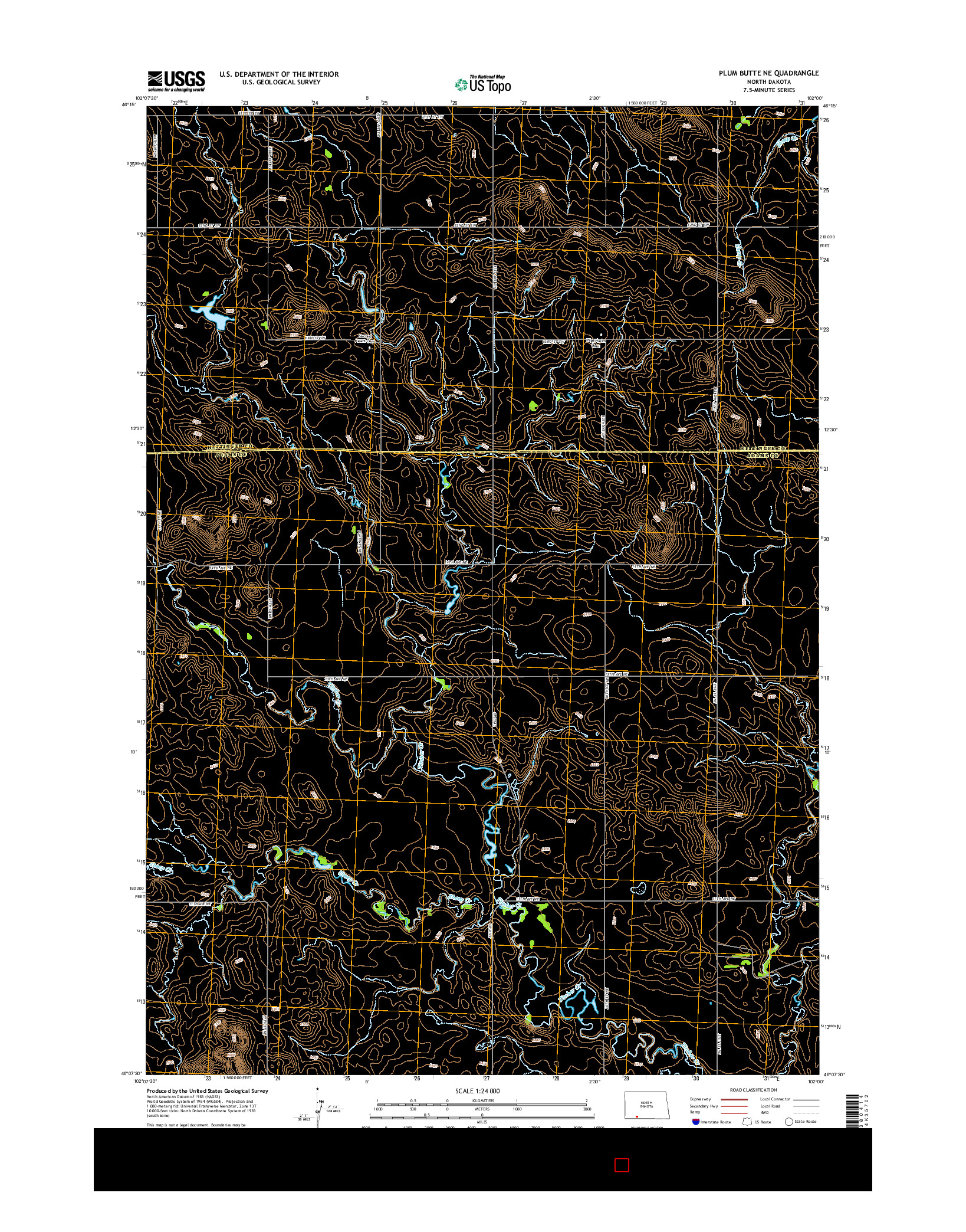 USGS US TOPO 7.5-MINUTE MAP FOR PLUM BUTTE NE, ND 2014