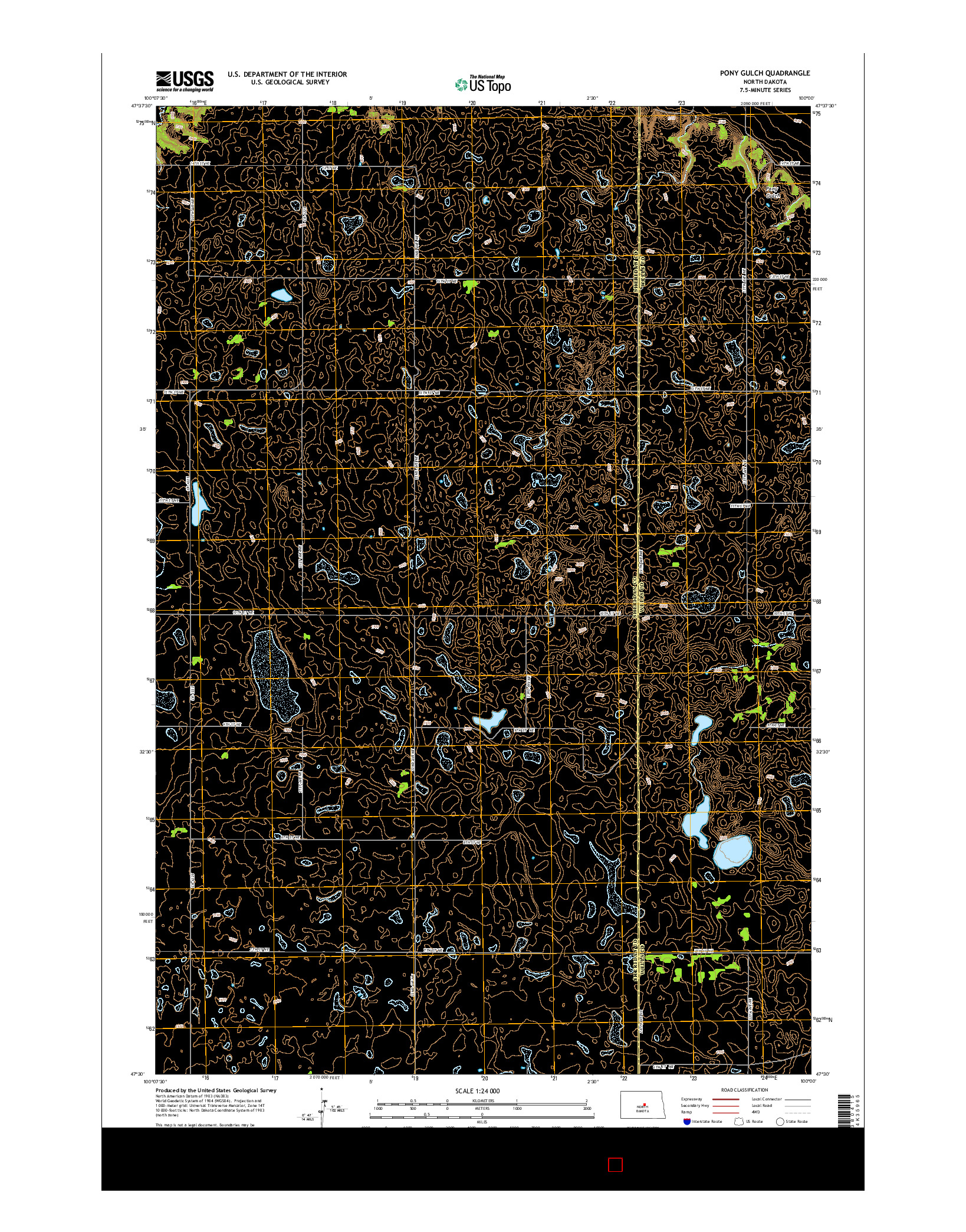 USGS US TOPO 7.5-MINUTE MAP FOR PONY GULCH, ND 2014