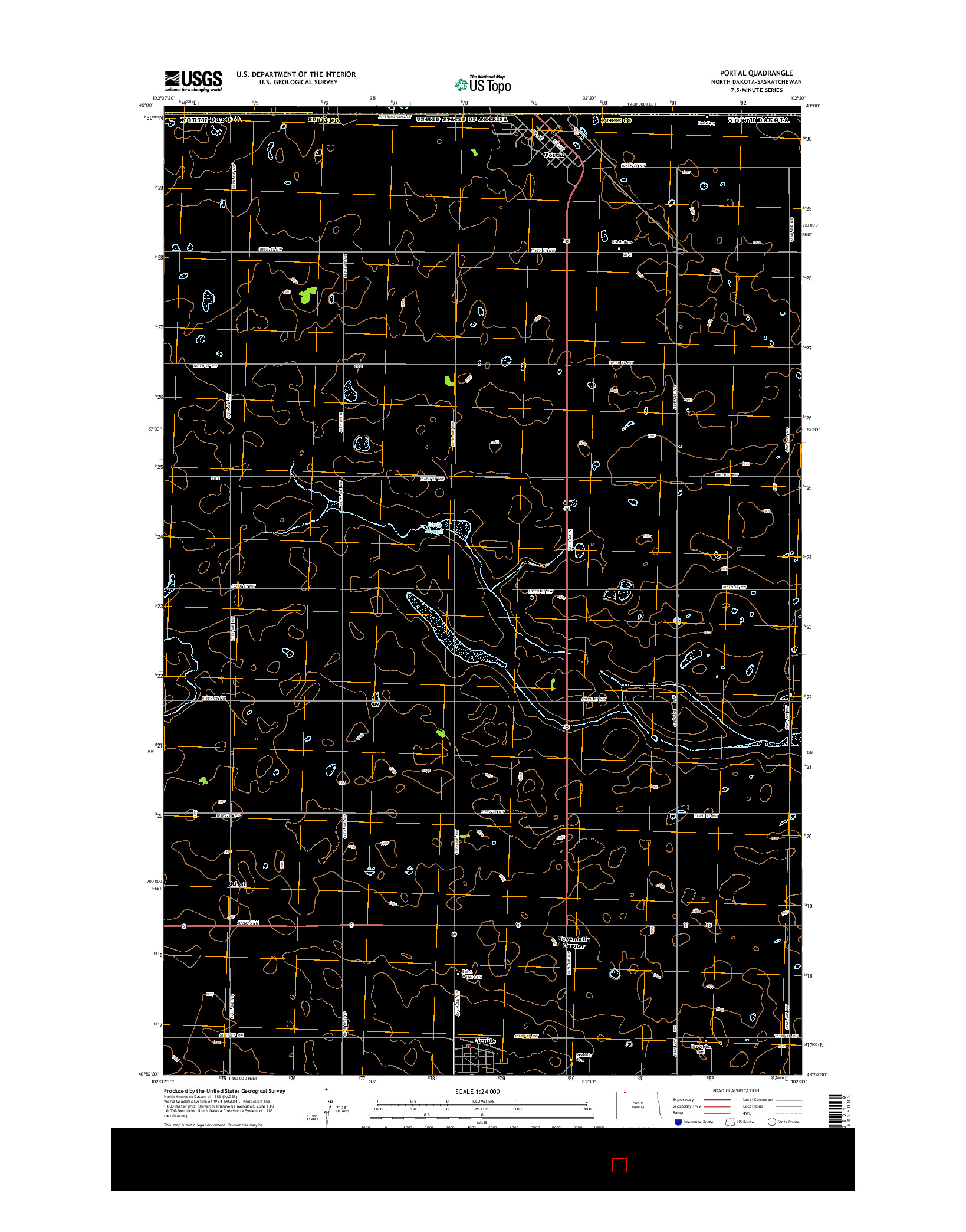 USGS US TOPO 7.5-MINUTE MAP FOR PORTAL, ND-SK 2014