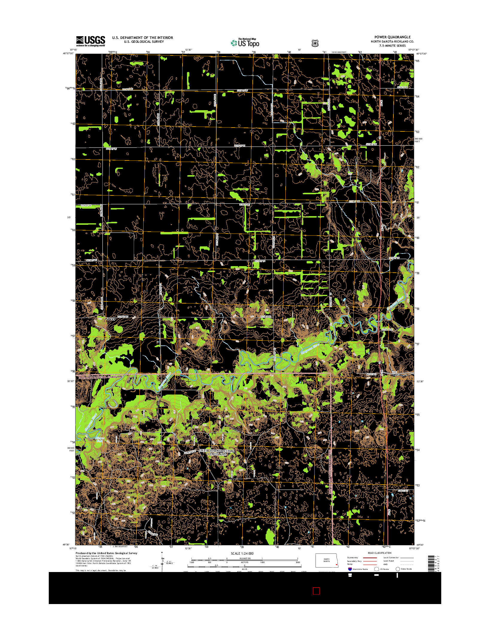 USGS US TOPO 7.5-MINUTE MAP FOR POWER, ND 2014