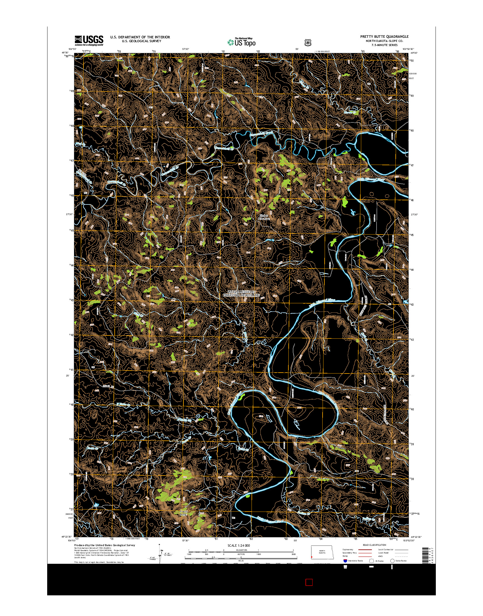 USGS US TOPO 7.5-MINUTE MAP FOR PRETTY BUTTE, ND 2014