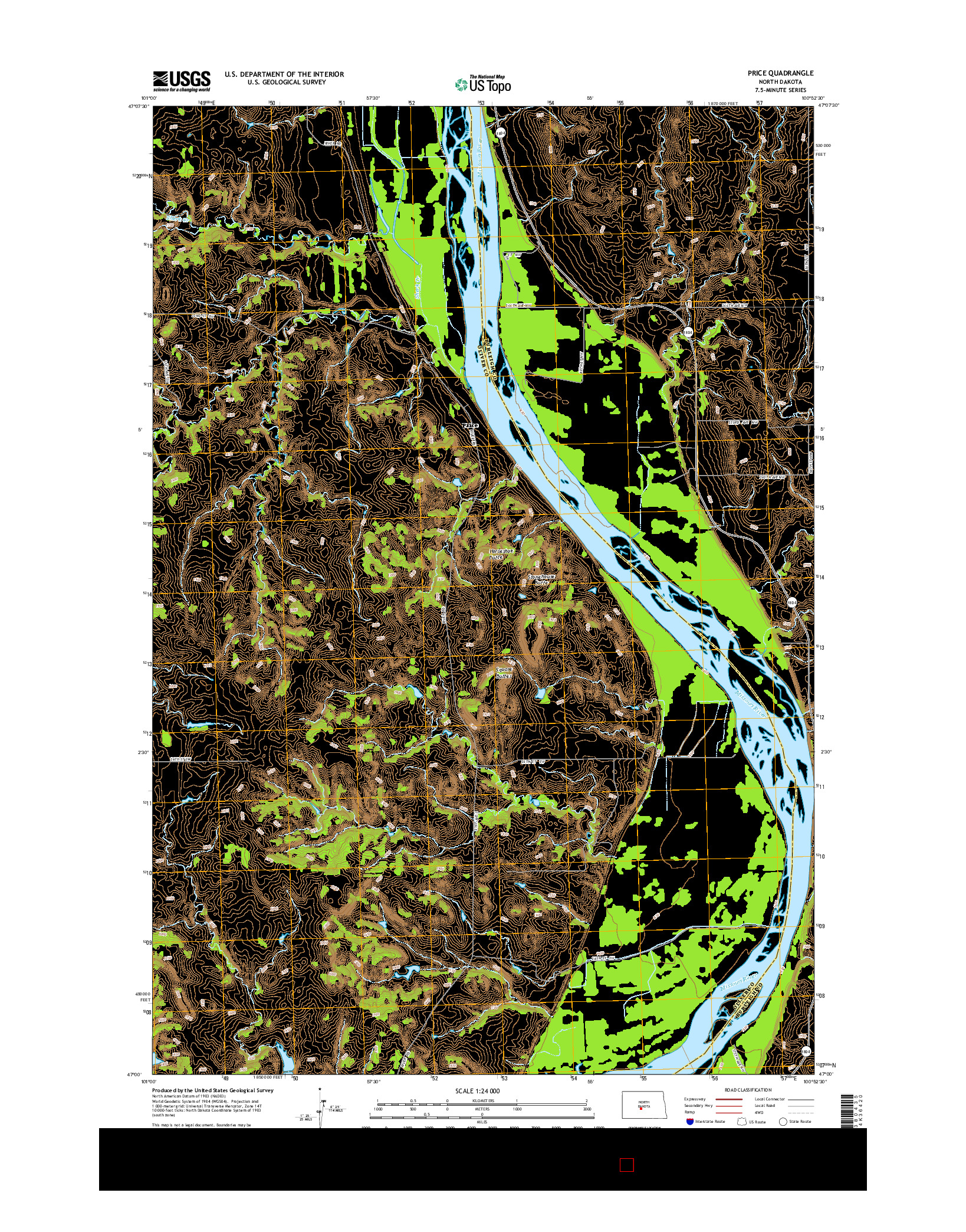 USGS US TOPO 7.5-MINUTE MAP FOR PRICE, ND 2014