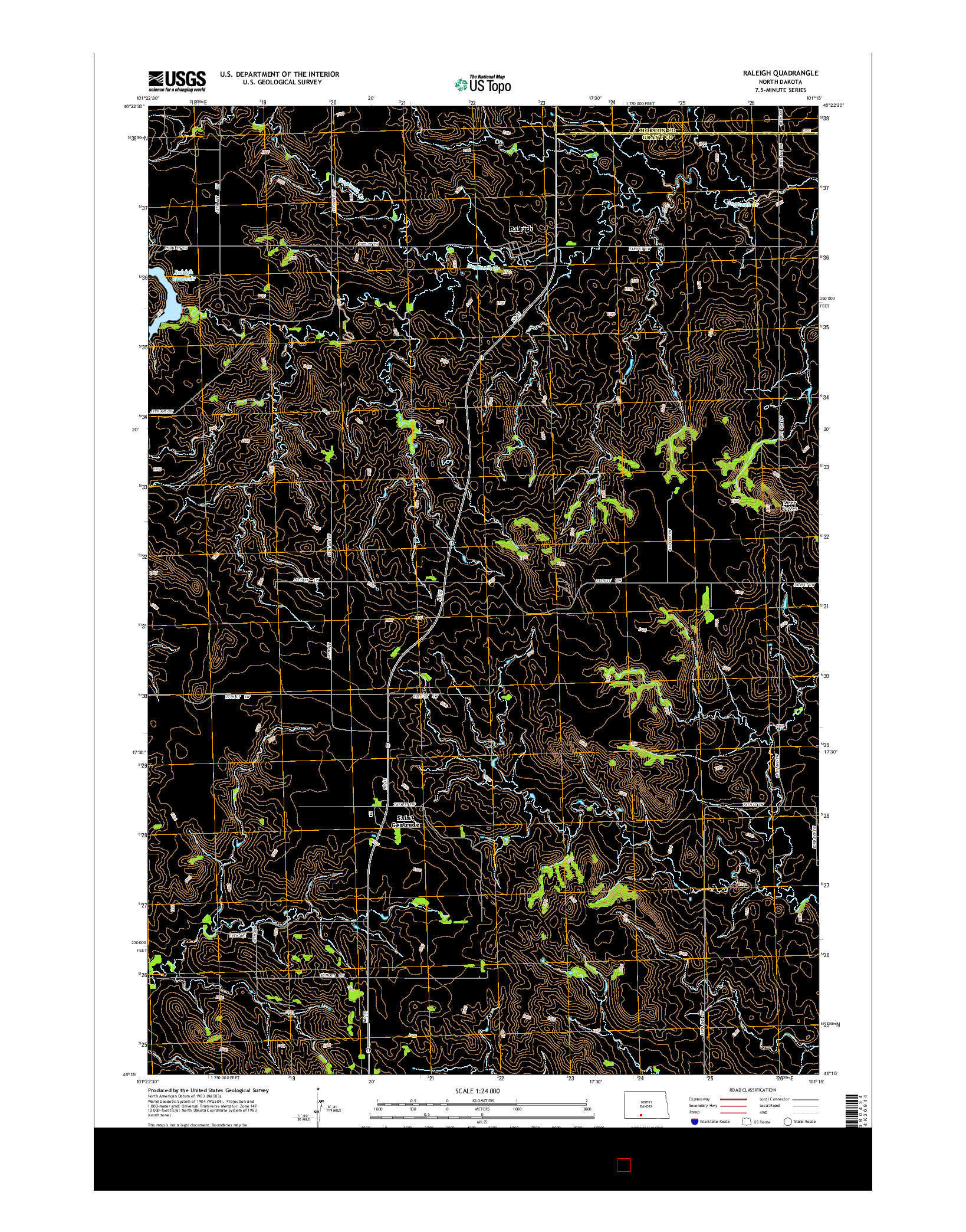 USGS US TOPO 7.5-MINUTE MAP FOR RALEIGH, ND 2014