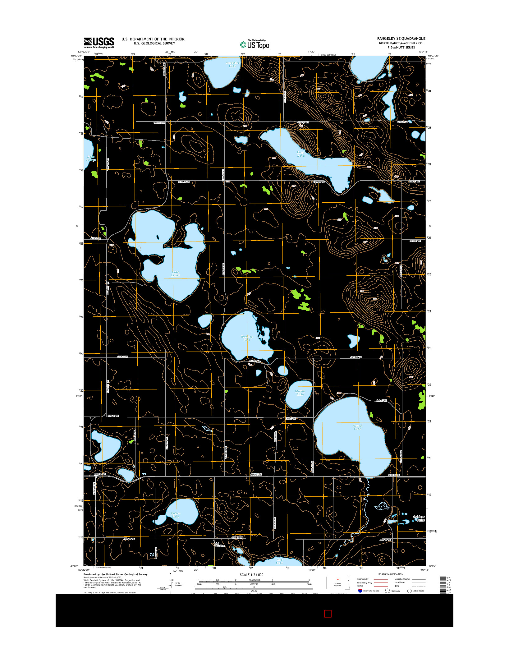 USGS US TOPO 7.5-MINUTE MAP FOR RANGELEY SE, ND 2014