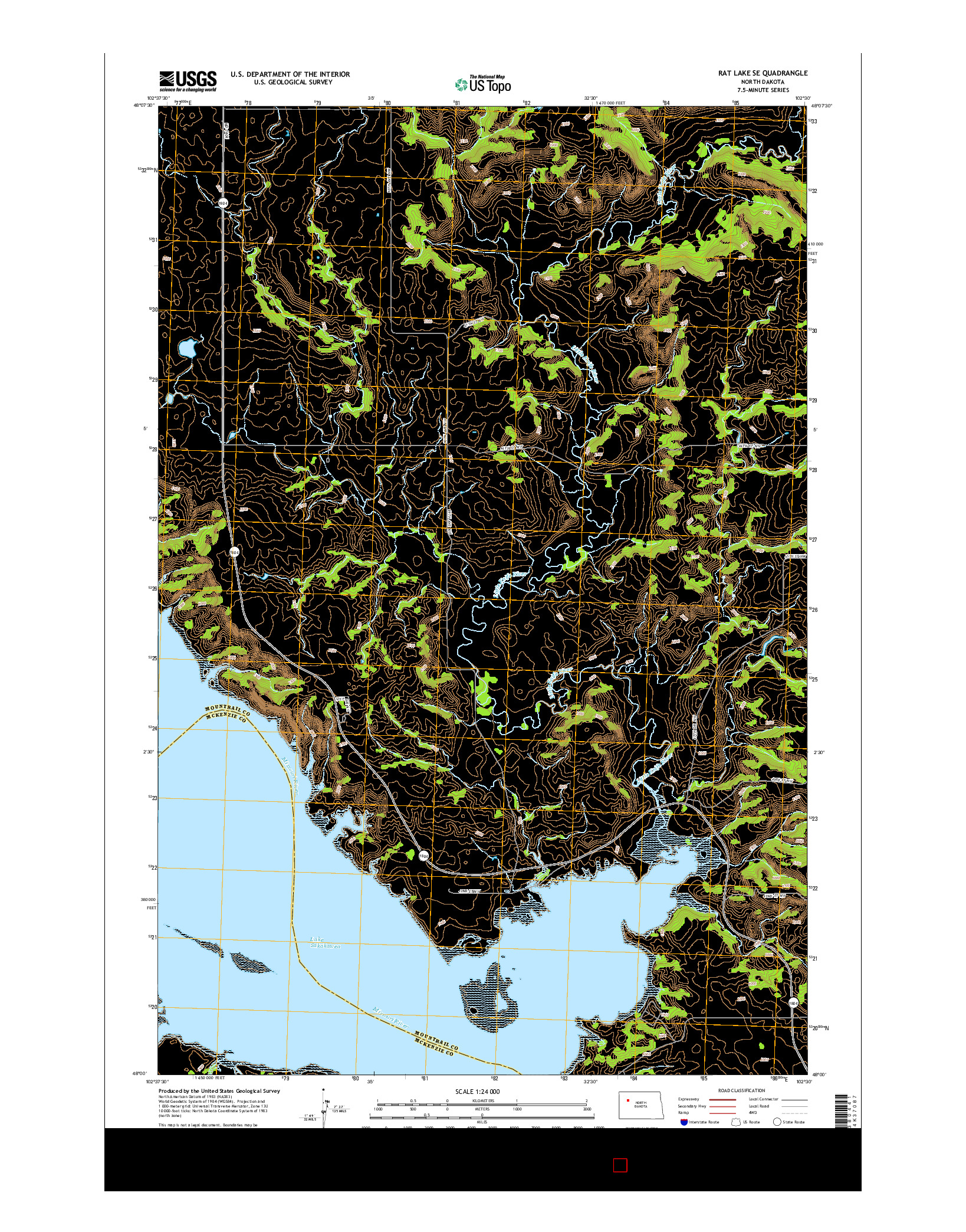 USGS US TOPO 7.5-MINUTE MAP FOR RAT LAKE SE, ND 2014