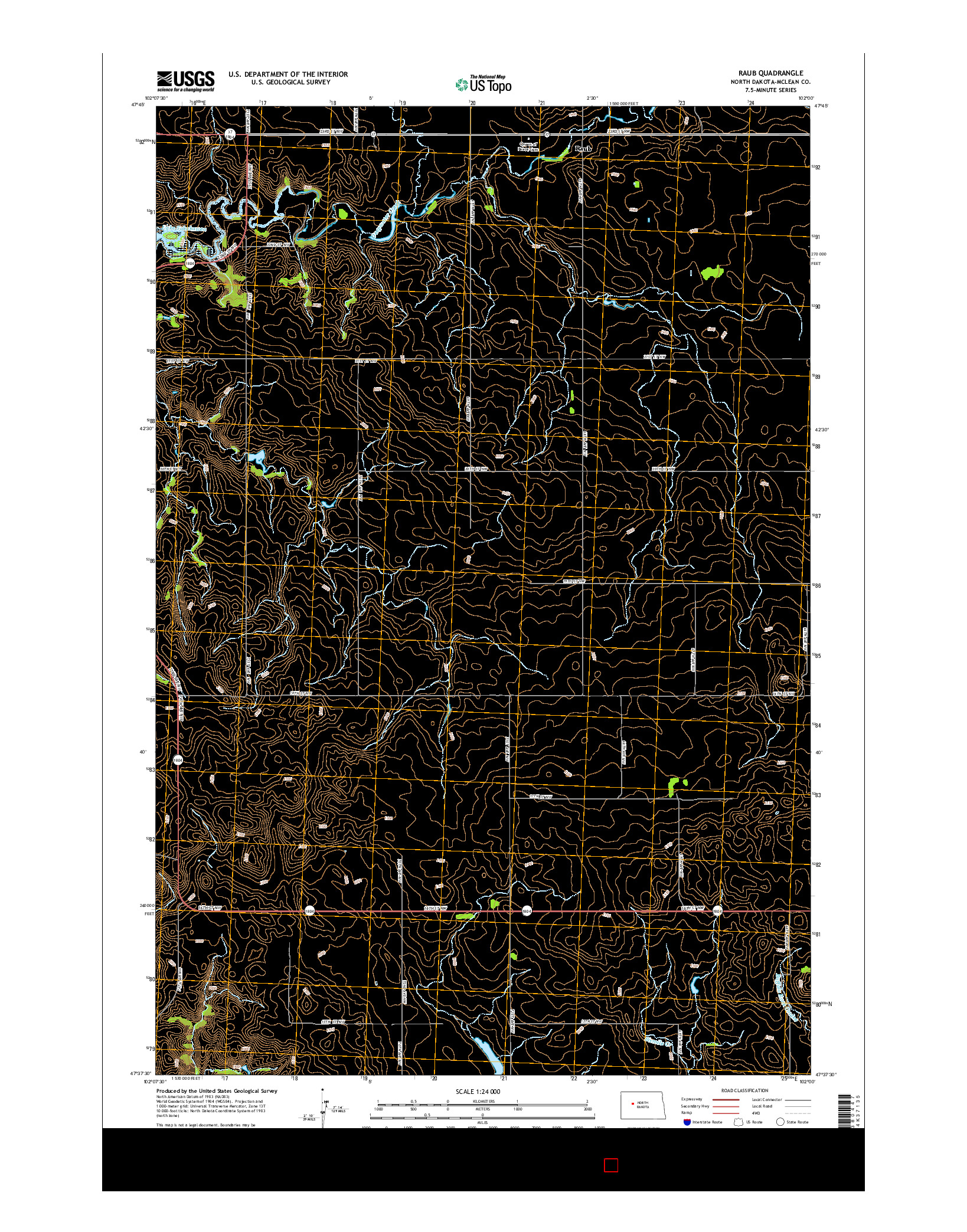 USGS US TOPO 7.5-MINUTE MAP FOR RAUB, ND 2014
