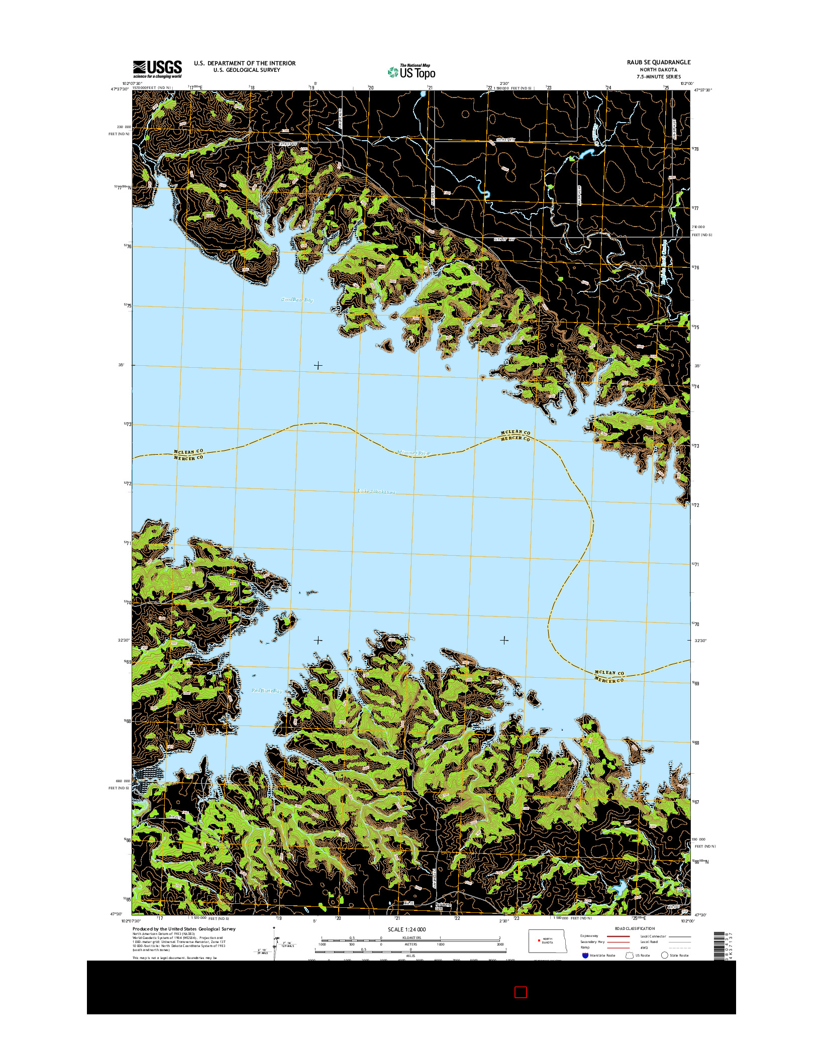 USGS US TOPO 7.5-MINUTE MAP FOR RAUB SE, ND 2014