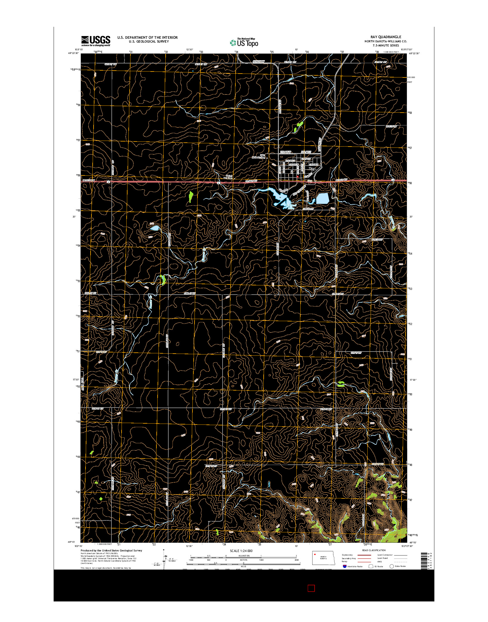 USGS US TOPO 7.5-MINUTE MAP FOR RAY, ND 2014