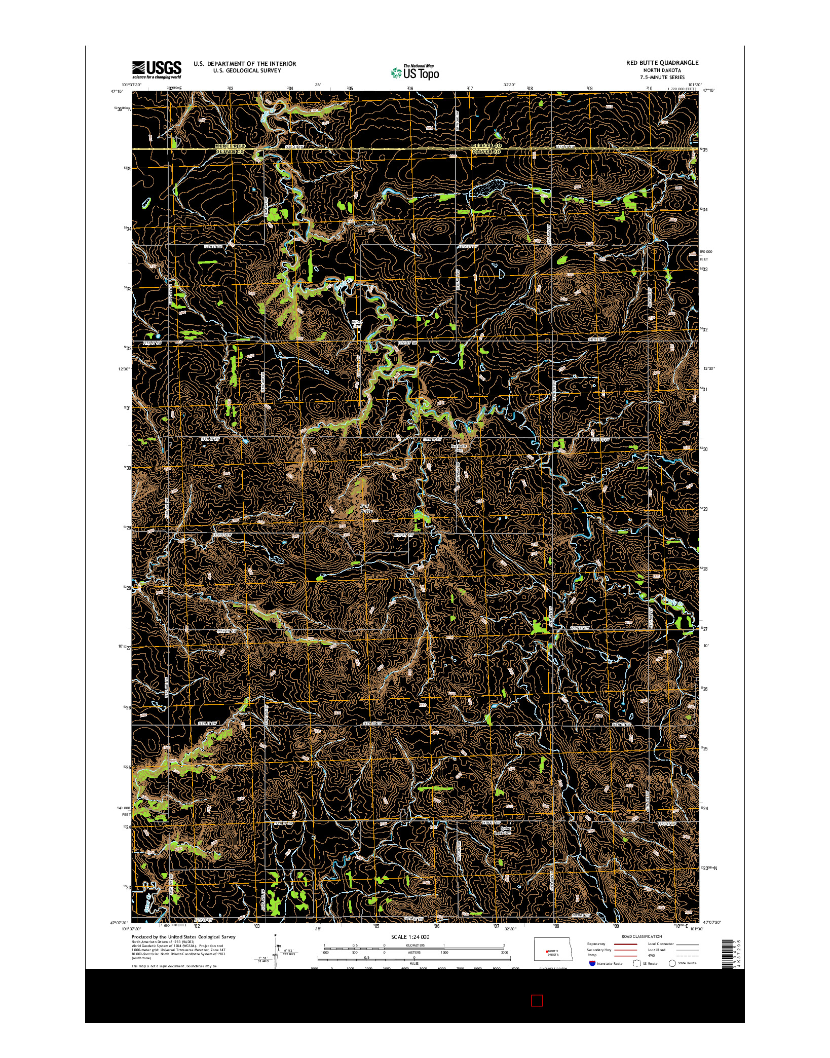 USGS US TOPO 7.5-MINUTE MAP FOR RED BUTTE, ND 2014