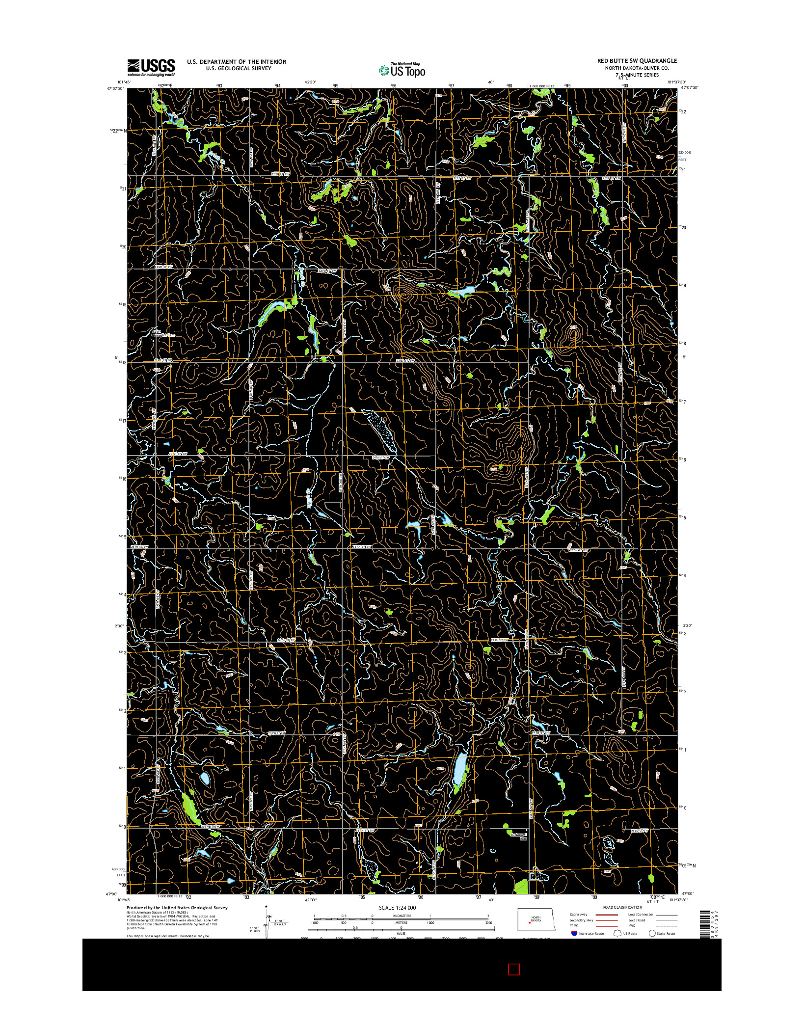 USGS US TOPO 7.5-MINUTE MAP FOR RED BUTTE SW, ND 2014