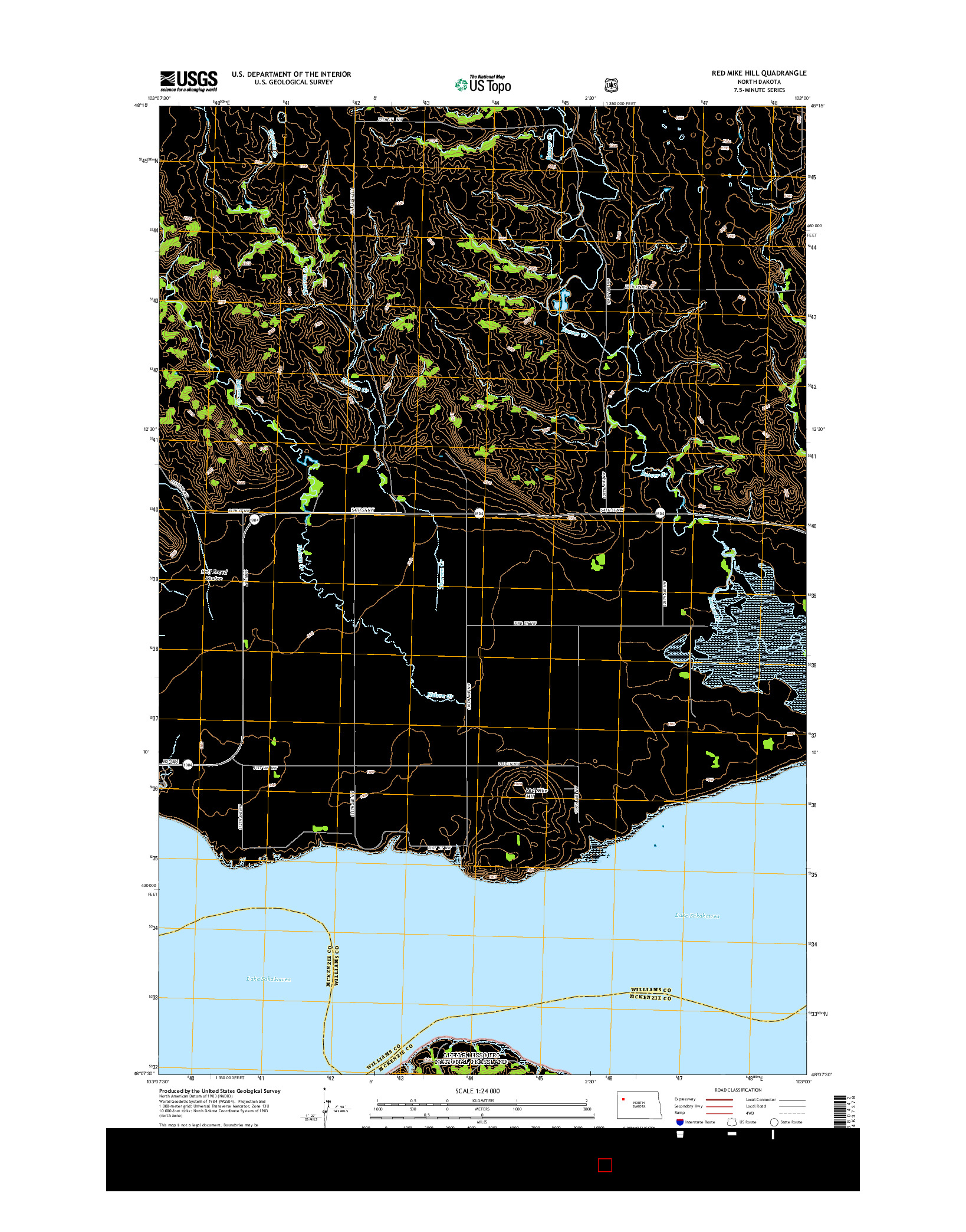 USGS US TOPO 7.5-MINUTE MAP FOR RED MIKE HILL, ND 2014